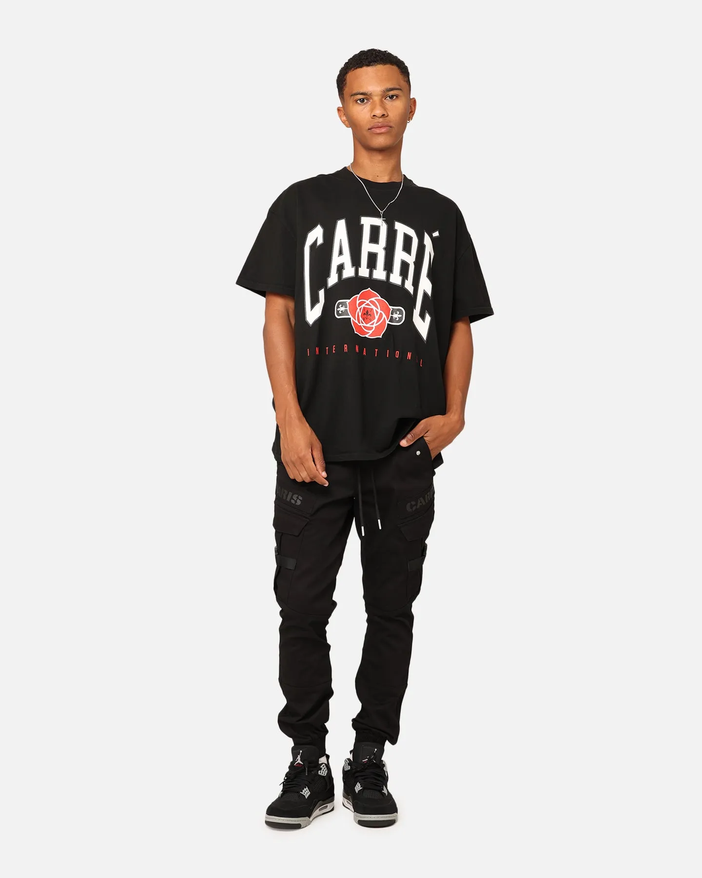 Carre Rose International Box T-Shirt Black FadeResistant Coating Leisure Casual