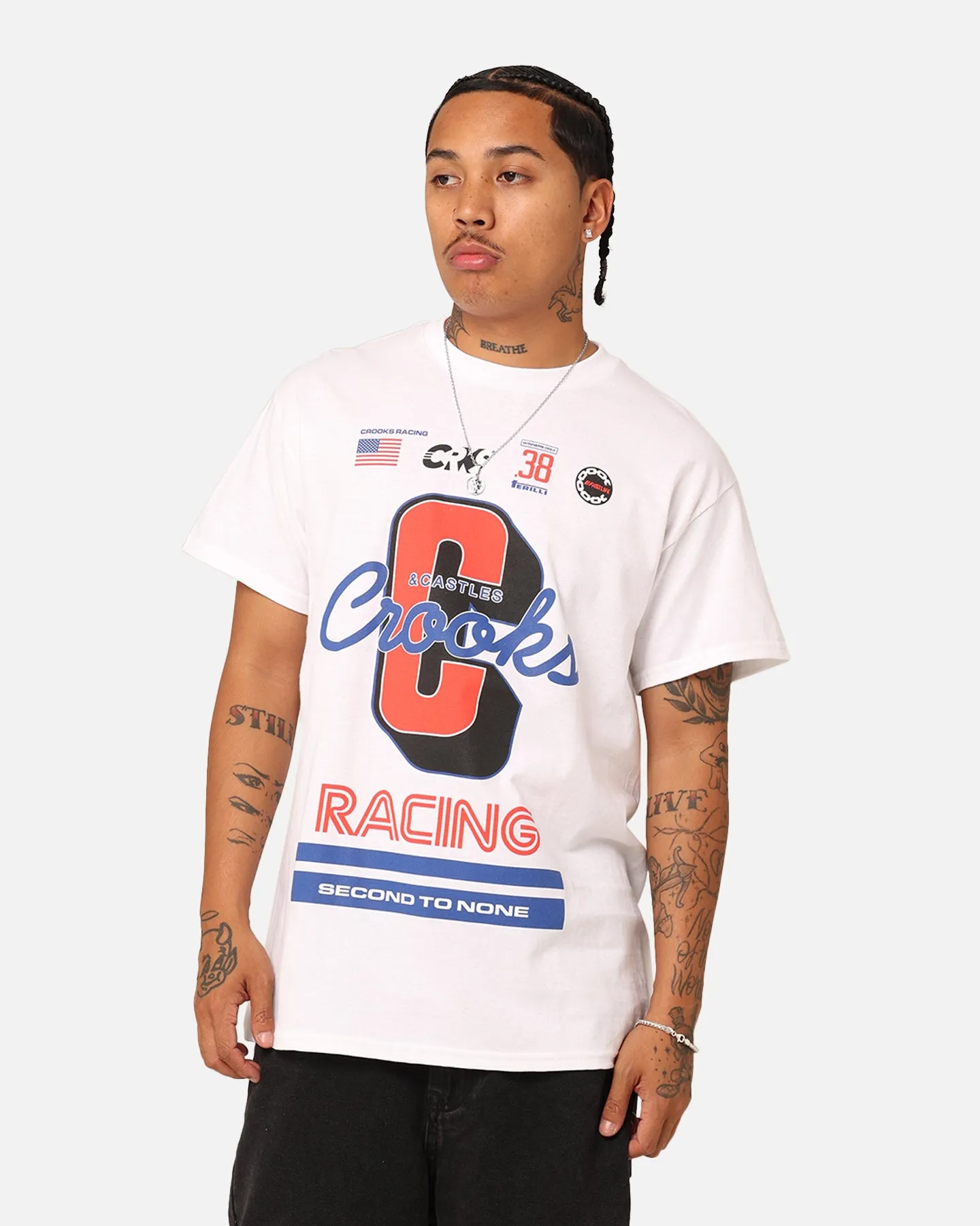 Crooks & Castles Racing T-Shirt White Versatile Design