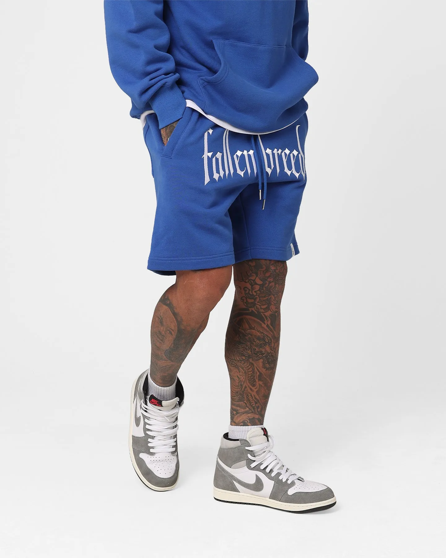 Fallen Breed Logo Sweat Shorts Sapphire Blue Relaxed Design
