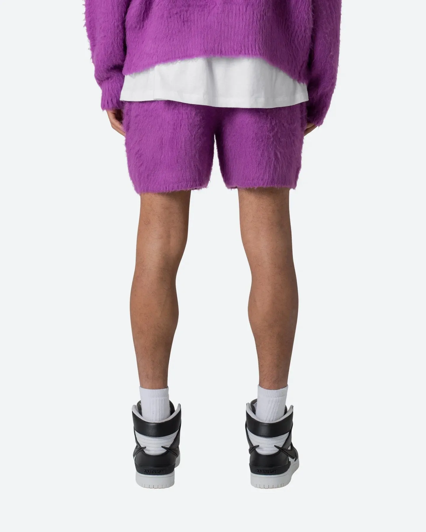 semi-formal look Soft Layers MNML Fuzzy Sweat Shorts Purple