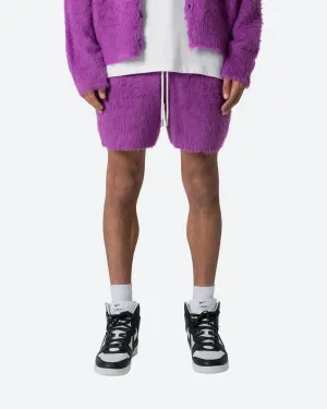 MNML Fuzzy Sweat Shorts Purple Casual Fit Non Restrictive Movement