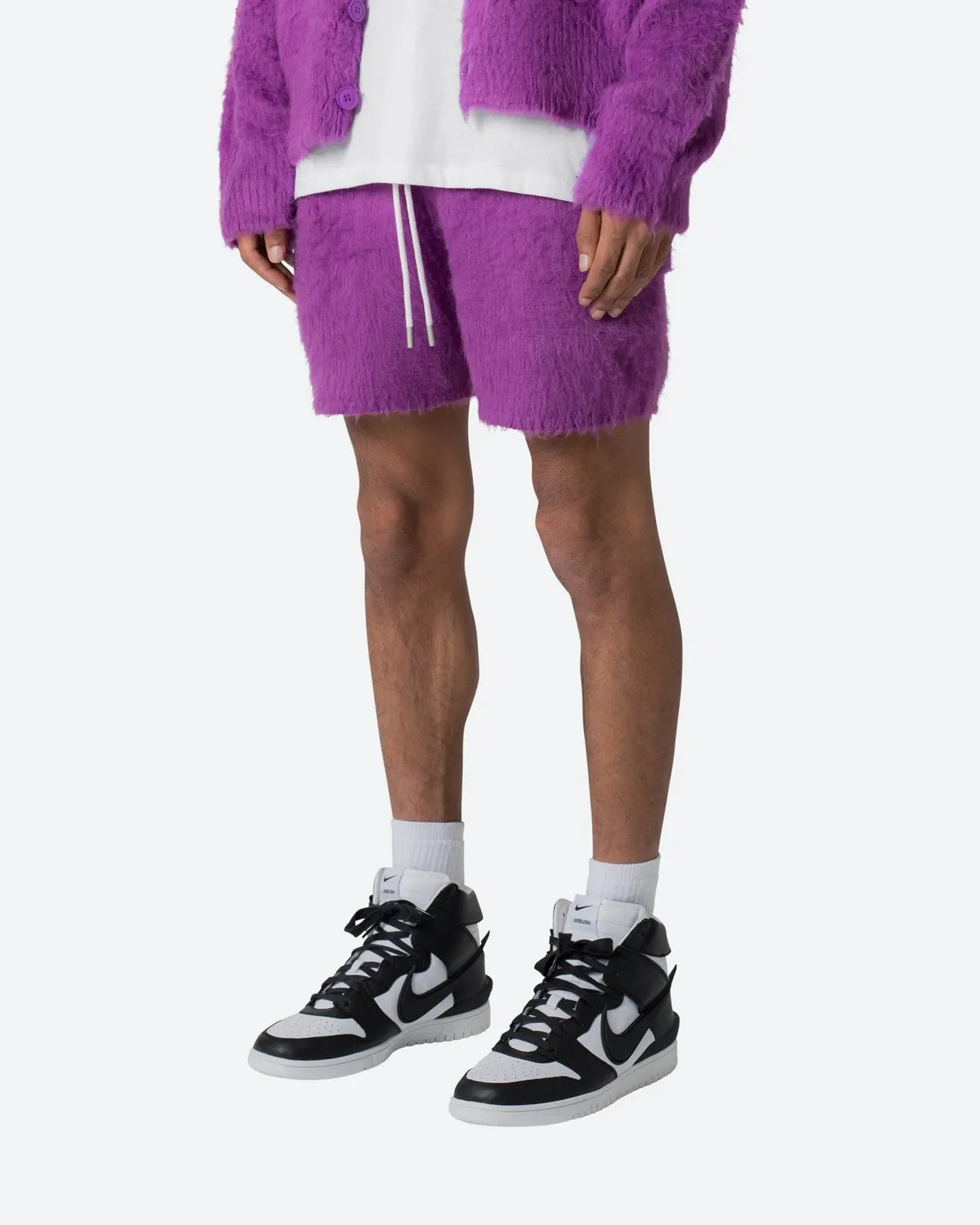 MNML Fuzzy Sweat Shorts Purple Simple Flex Punk style