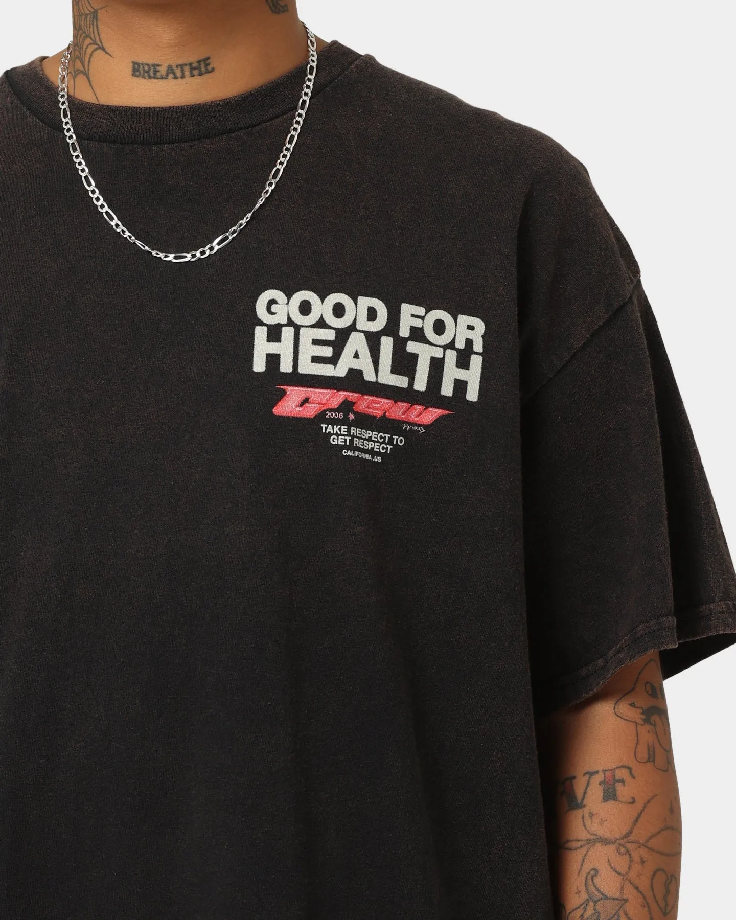 Cold Wash Optimized Goat Crew Good 4 Health Vintage T-Shirt Black Wash