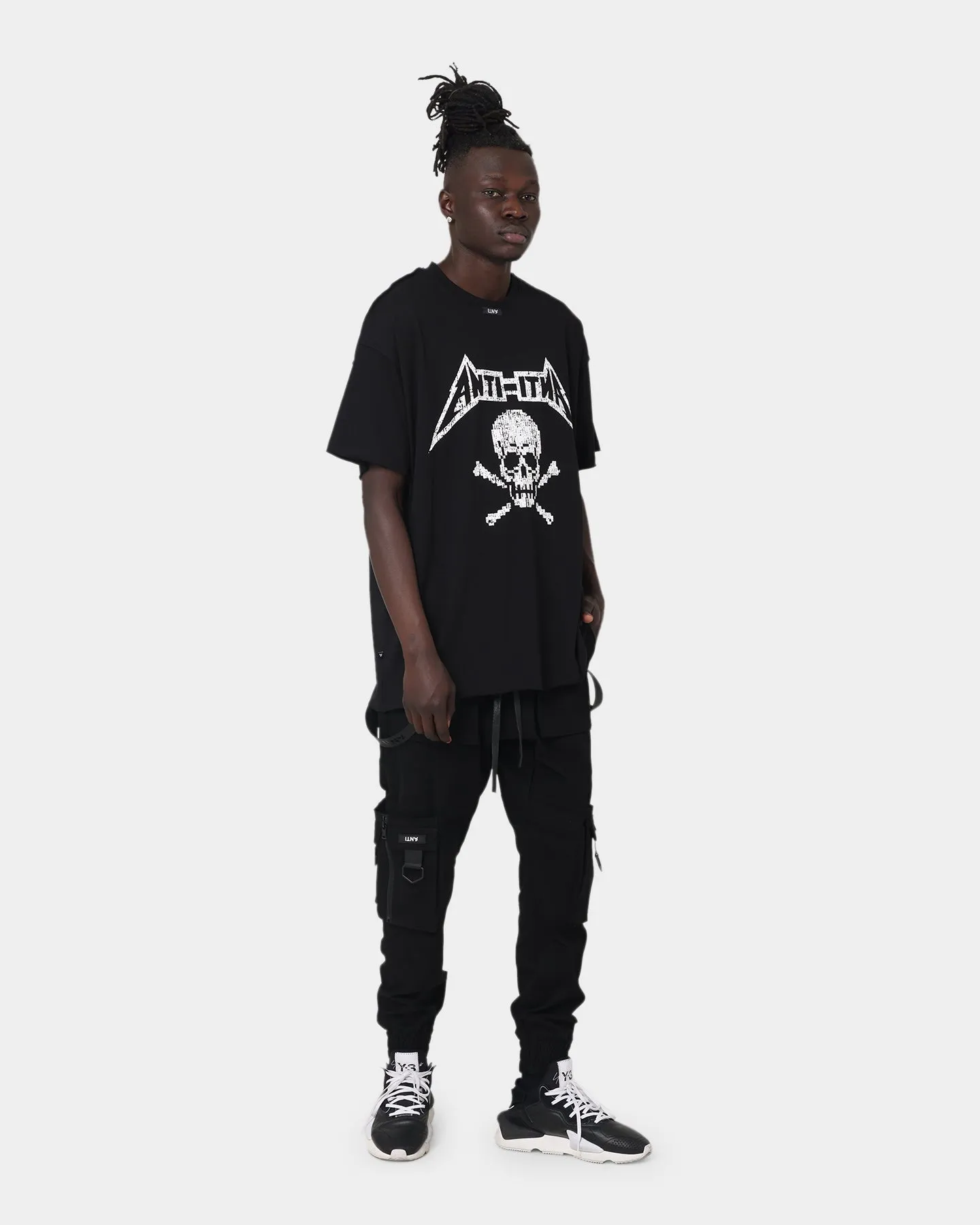 Stretchable Armholes The Anti Order Death Metal Oversized T-Shirt Black/White