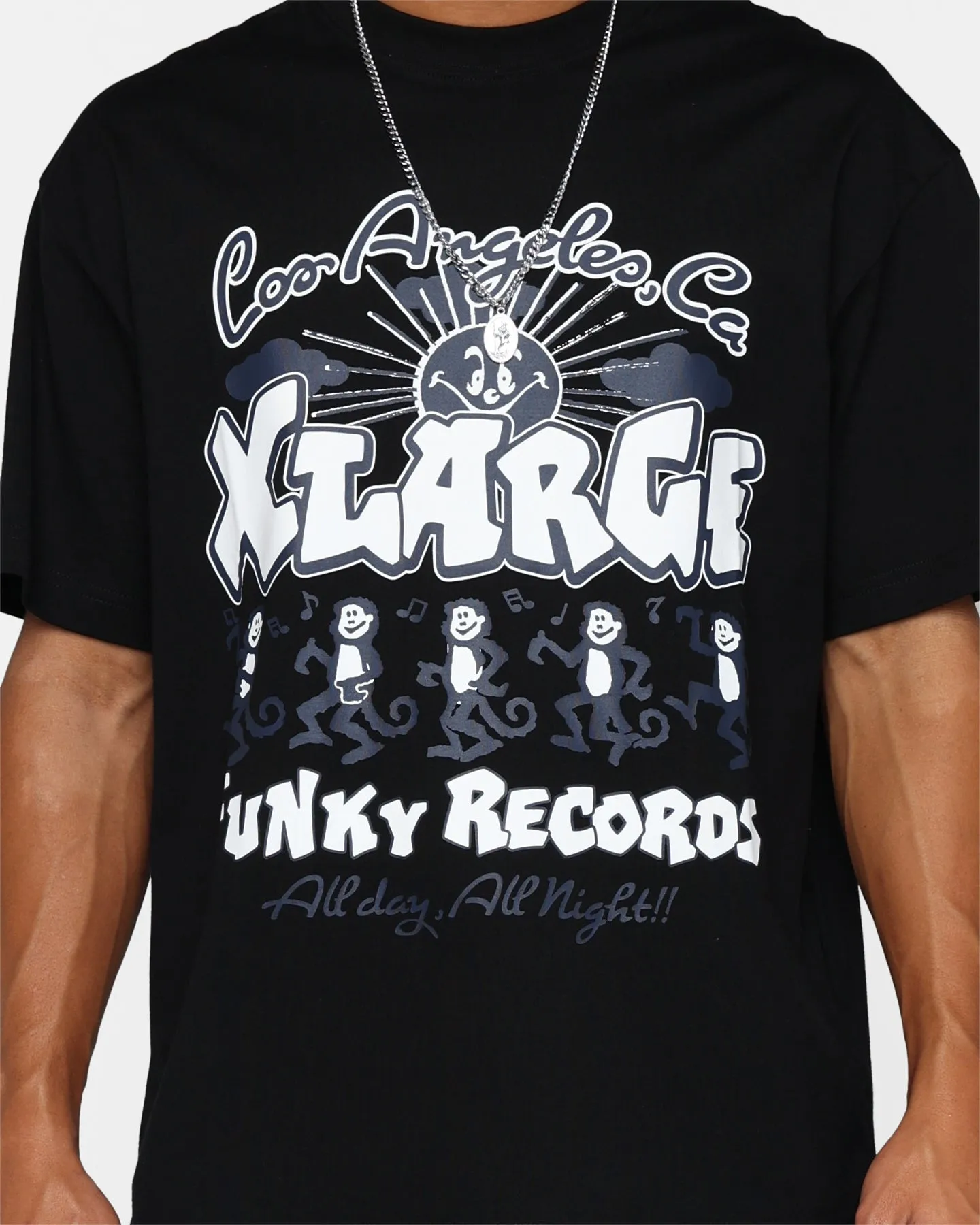 Relaxed Design Heathered Texture X-Large Funky Records T-Shirt Black