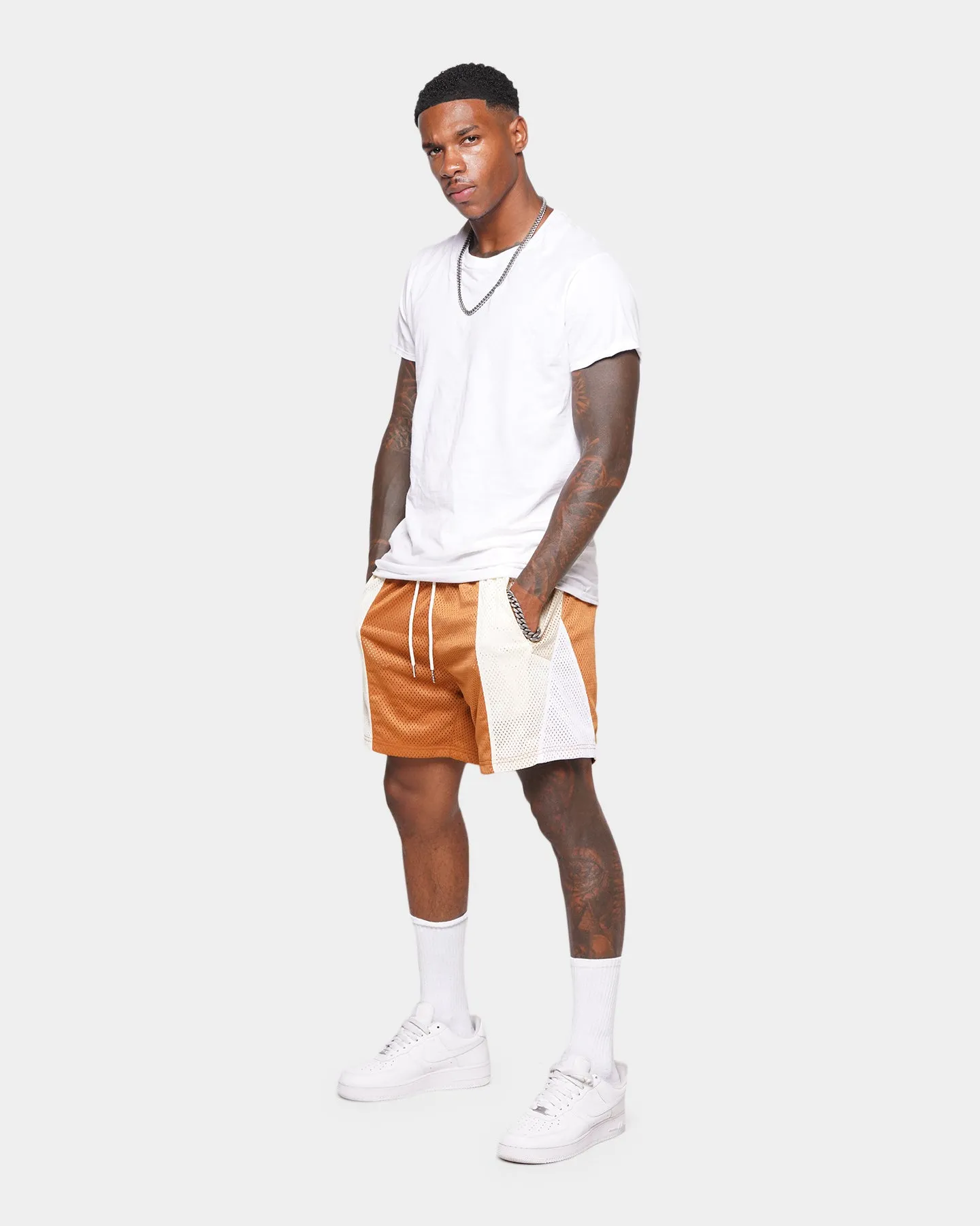 XXIII Thomas Colour Block Shorts Brown/Beige Reflective Safety Detailing Stretchable