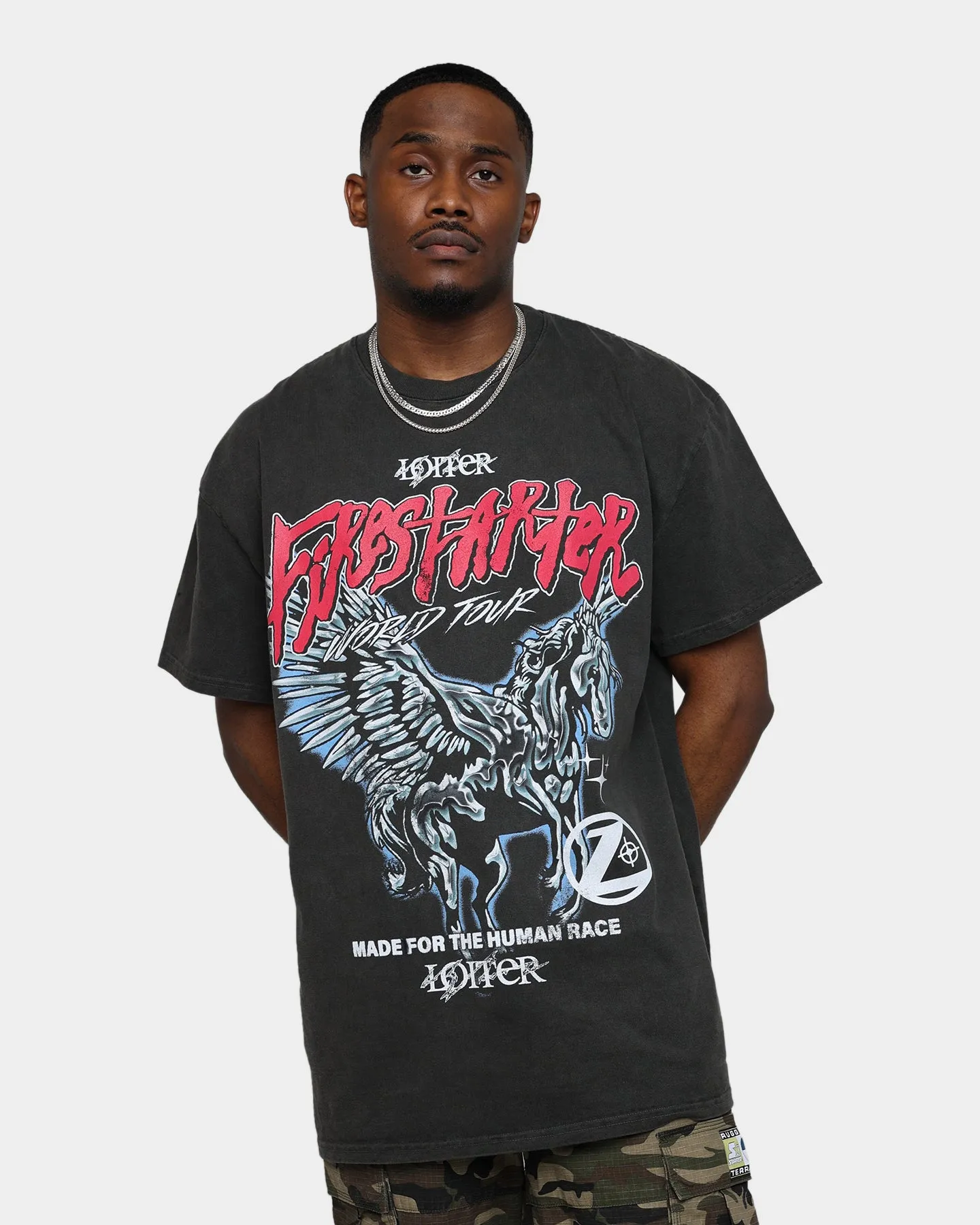 Effortless Fashion Loiter Firestarter Tour Ultra Premium Vintage T-Shirt Black Wash