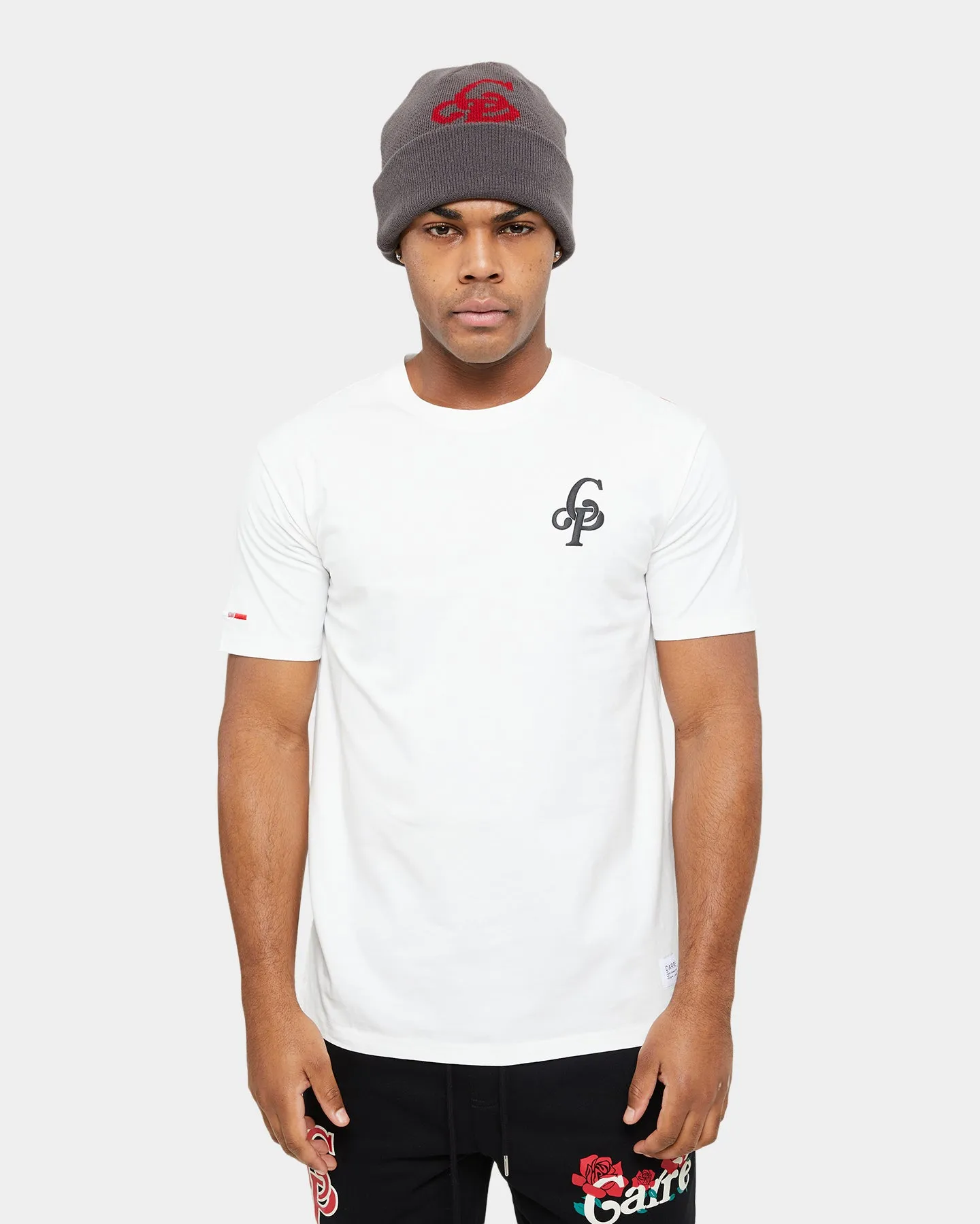 Machine washable Sophisticated Casual Carre Volle Rose Vintage T-Shirt Off White