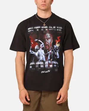 Mitchell & Ness X WWE Stone Cold Steve Austin Stone Cold T-Shirt Overdyed Black All-day Comfort Layered Hem Detail