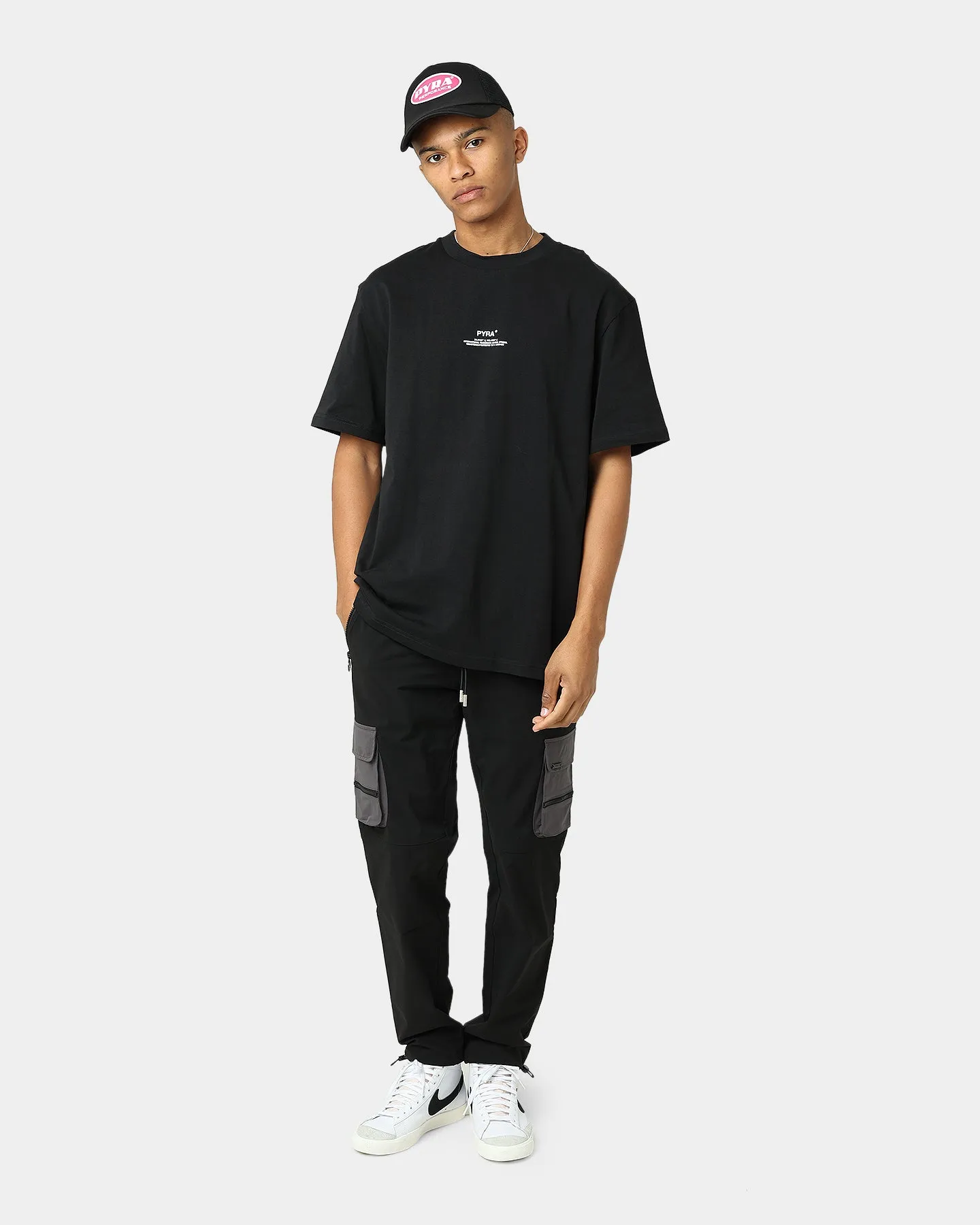 Easy Fit Layered Style Pyra Stacked Logo T-Shirt Black/White
