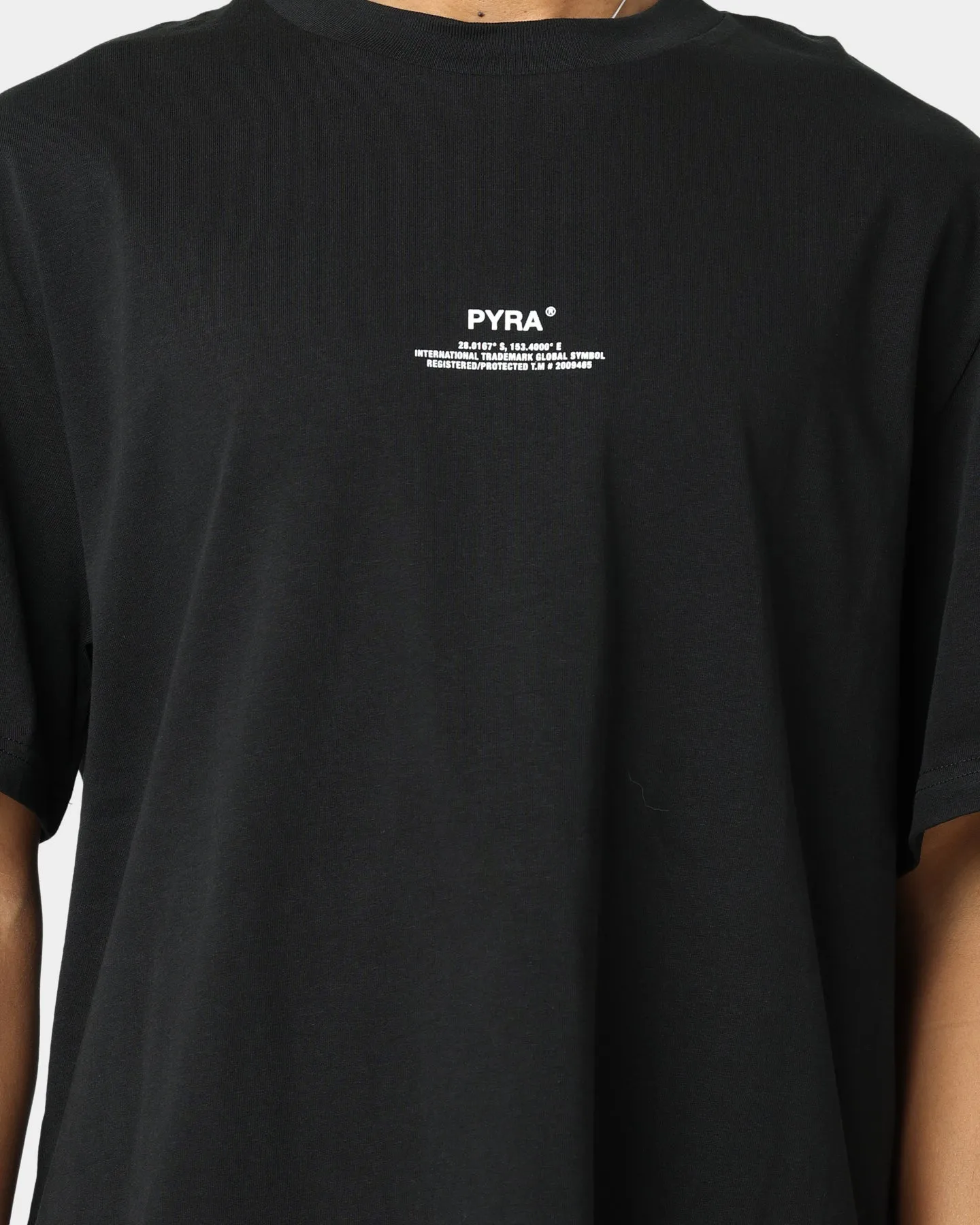 Pyra Stacked Logo T-Shirt Black/White Comfortable Weave Fresh Look