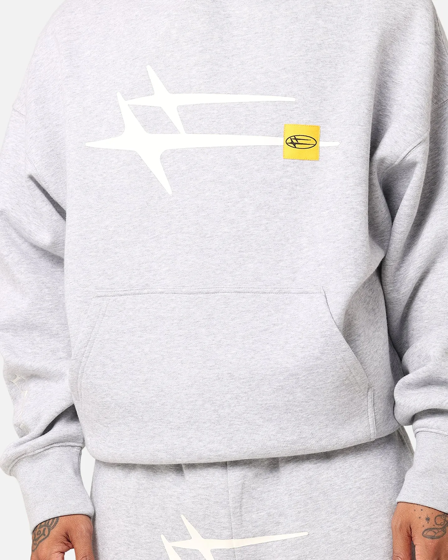 Loiter Hybrid Premium Hoodie Grey Marle Ribbed Cuffs Bright Colors