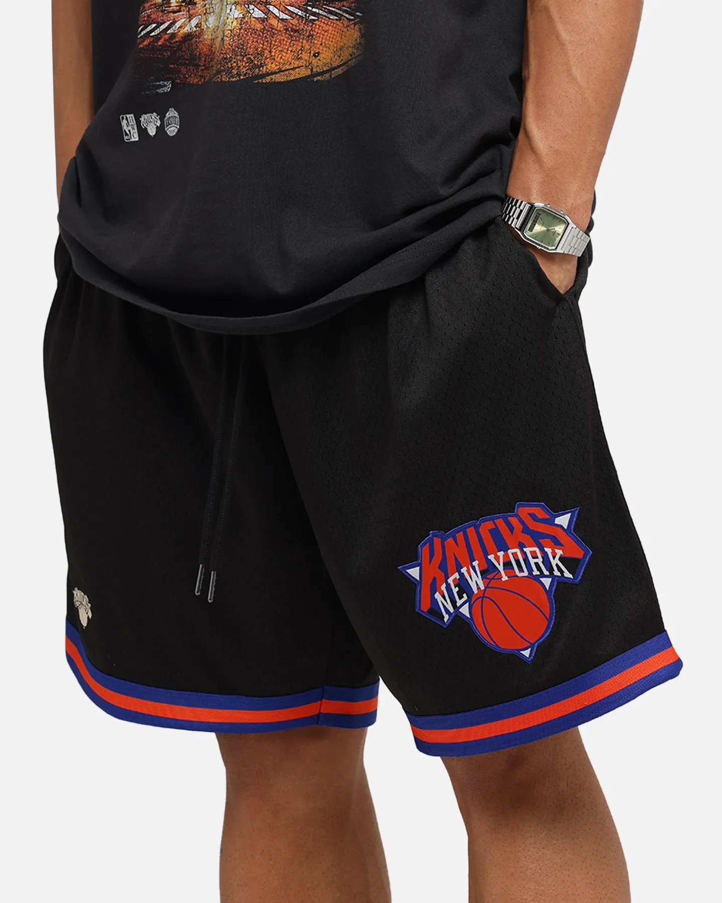 romper RipstopMaterial Mitchell & Ness New York Knicks Shooting Shorts Black