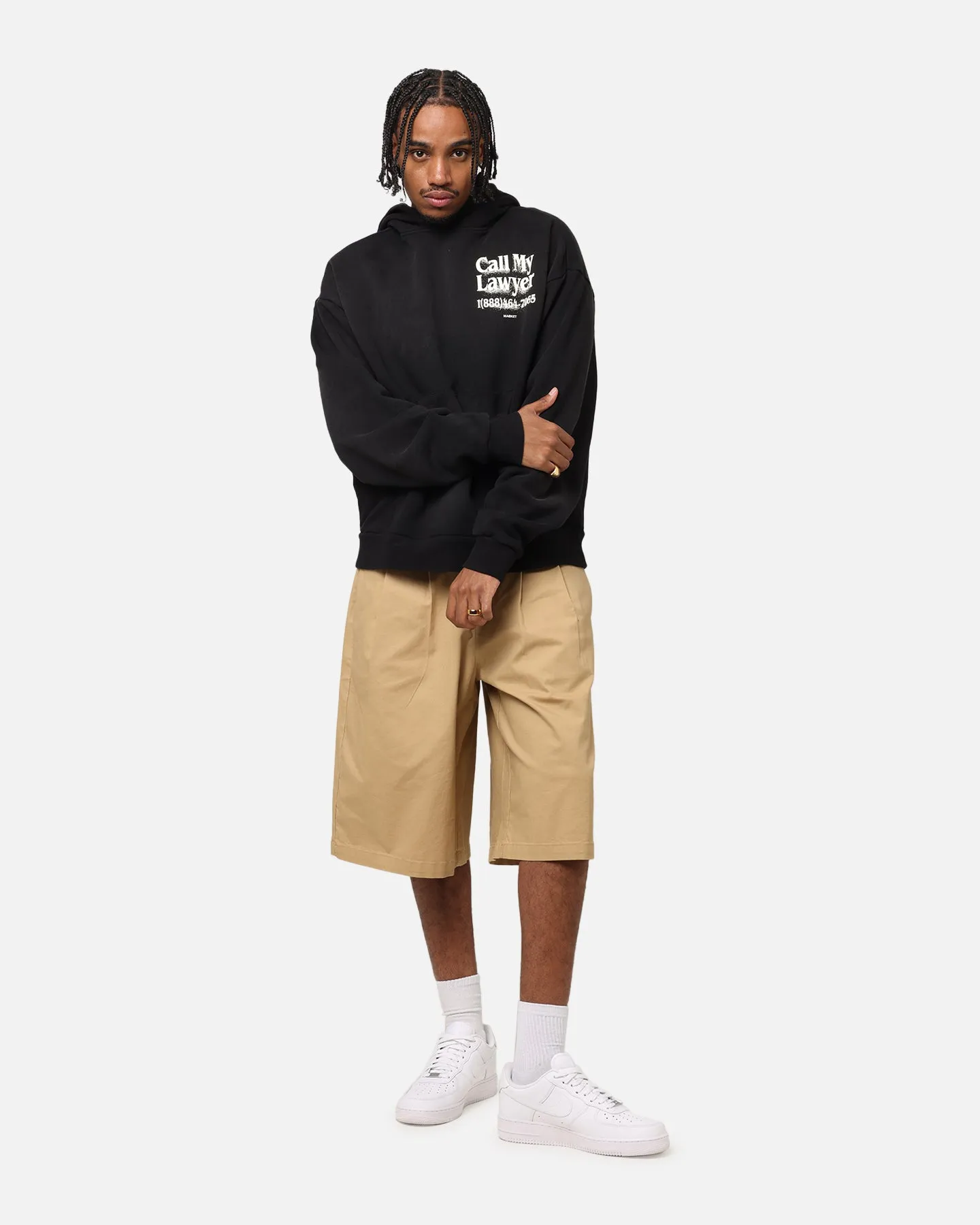 Double Layered Hood Market Call My Lawyer 3D Hoodie Black