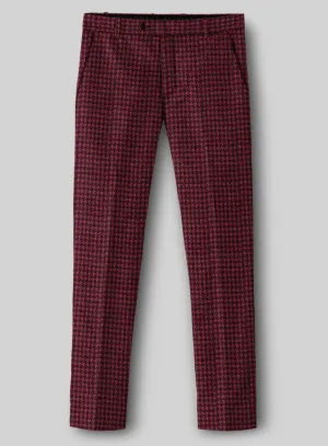 Perfect Layer Chic Style Italian Cerise Houndstooth Tweed Pants