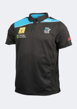 ISC Men's Port Adelaide Power Poly Polo Heather Effect Weaving Breathable Airflow Channels