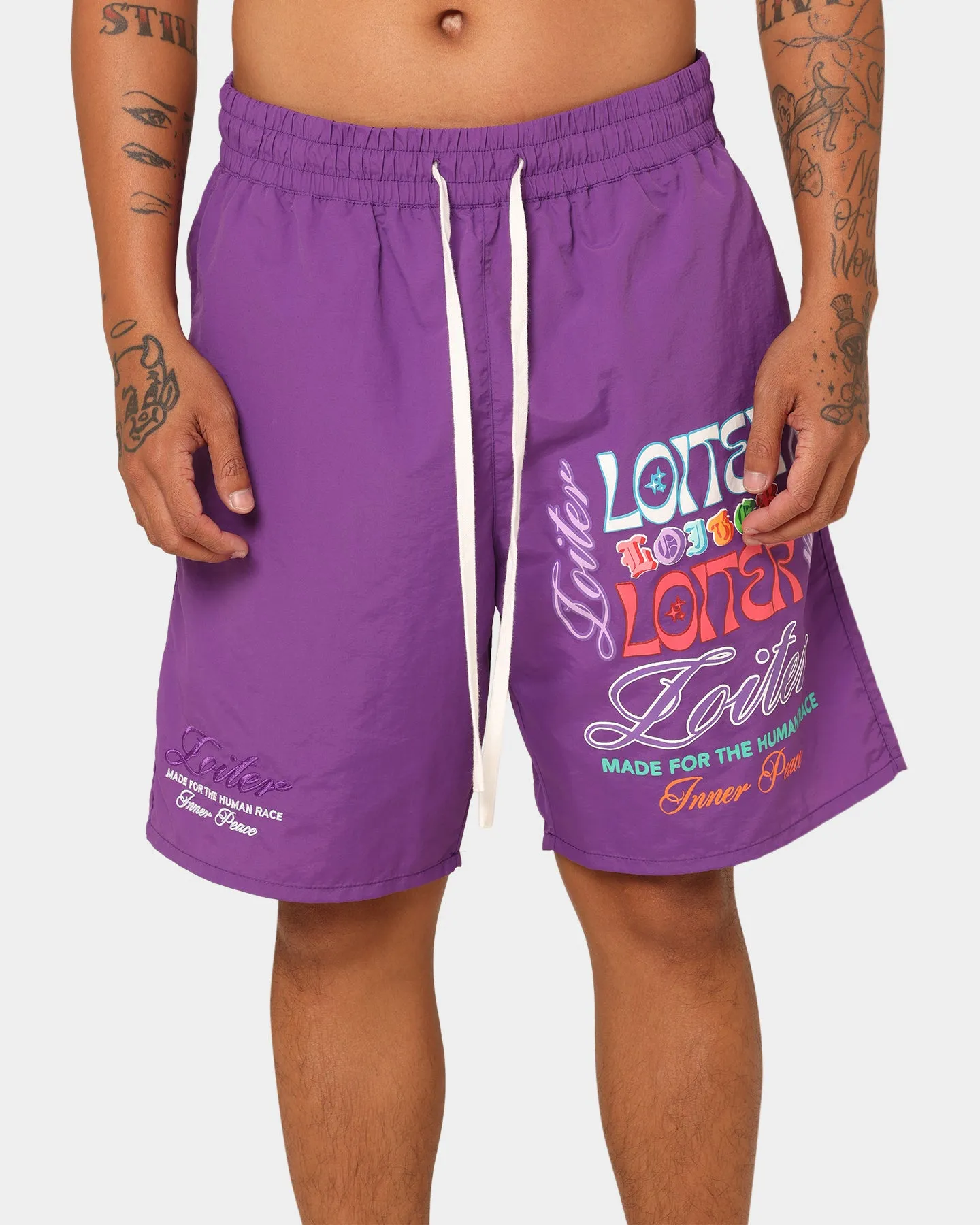 Roll Resistant Waist Quick Release Closure Loiter Forbidden Walk Shorts Purple