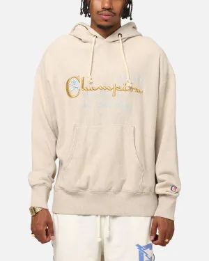 full zip Champion Vintage Logo Sweatshirt Hoodie Oatmeal Heather