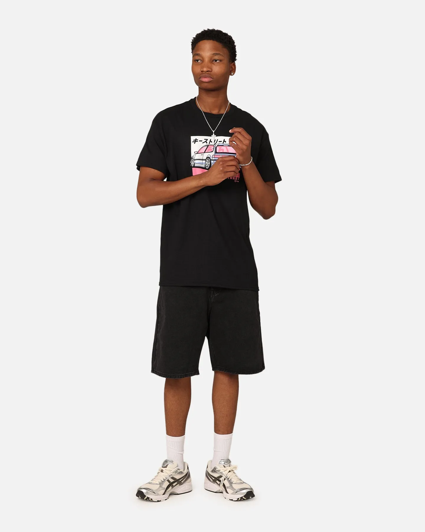 Relaxed Armhole Cut Heavyweight Weave Key Street Chisai T-Shirt Black