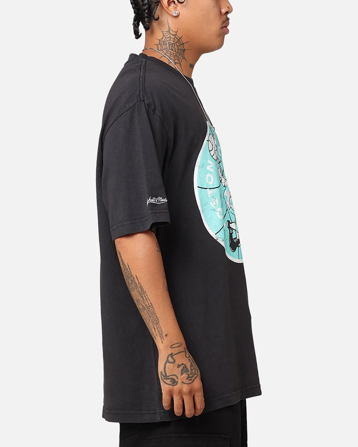 QuickDry Material birthday party Mitchell & Ness Boston Celtics Ice Blue Logo T-Shirt Faded Black