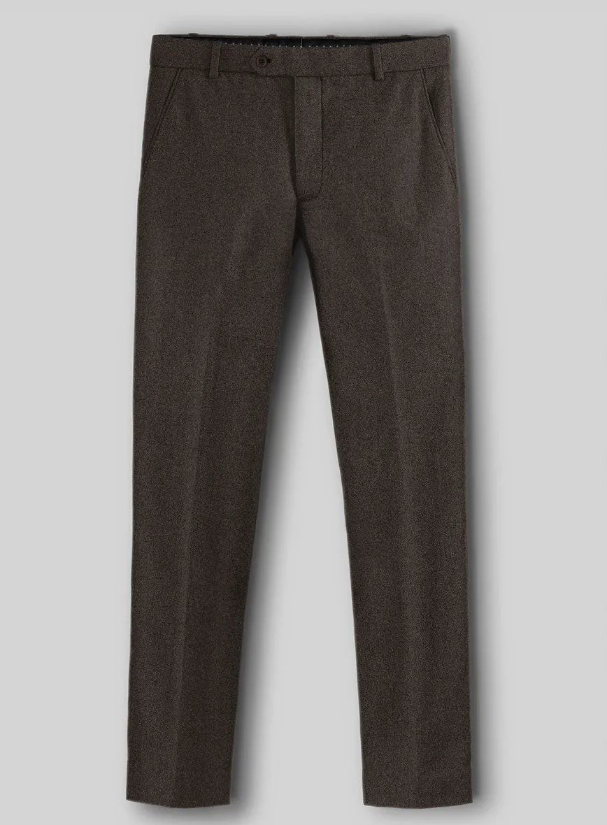 Trendy Comfort Chic Office Style Naples Dark Brown Tweed Pants