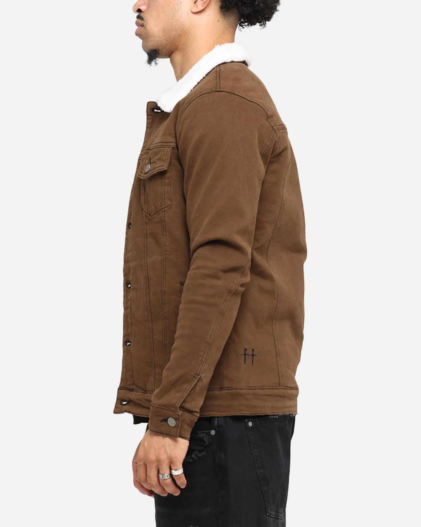 Tech Style Airy Warmth Saint Morta Sherpa Denim Jacket Vintage Brown