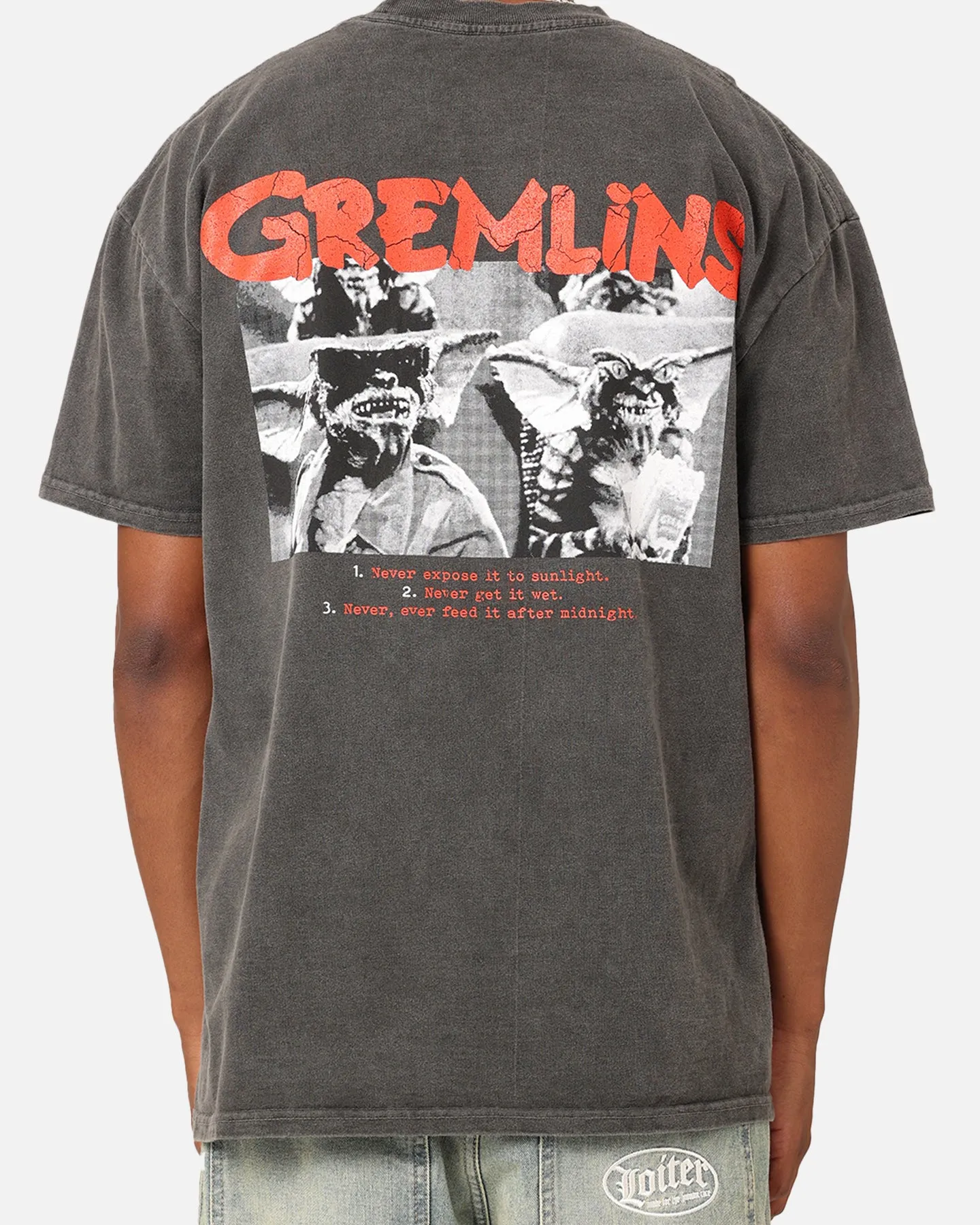 Essential Fashion Durable Style American Thrift X Gremlins Vintage Heavyweight T-Shirt Black Wash
