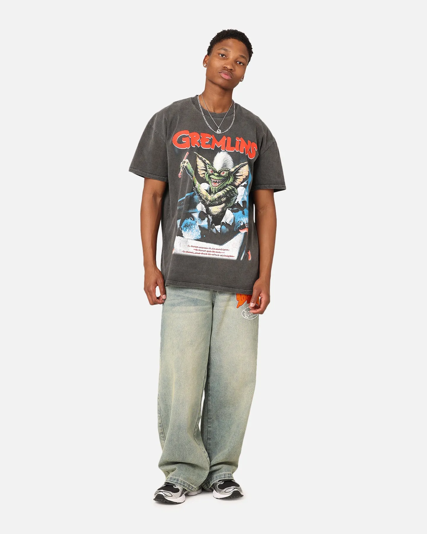 American Thrift X Gremlins Vintage Heavyweight T-Shirt Black Wash Breezy Comfort Anti Shrinkage Treatment