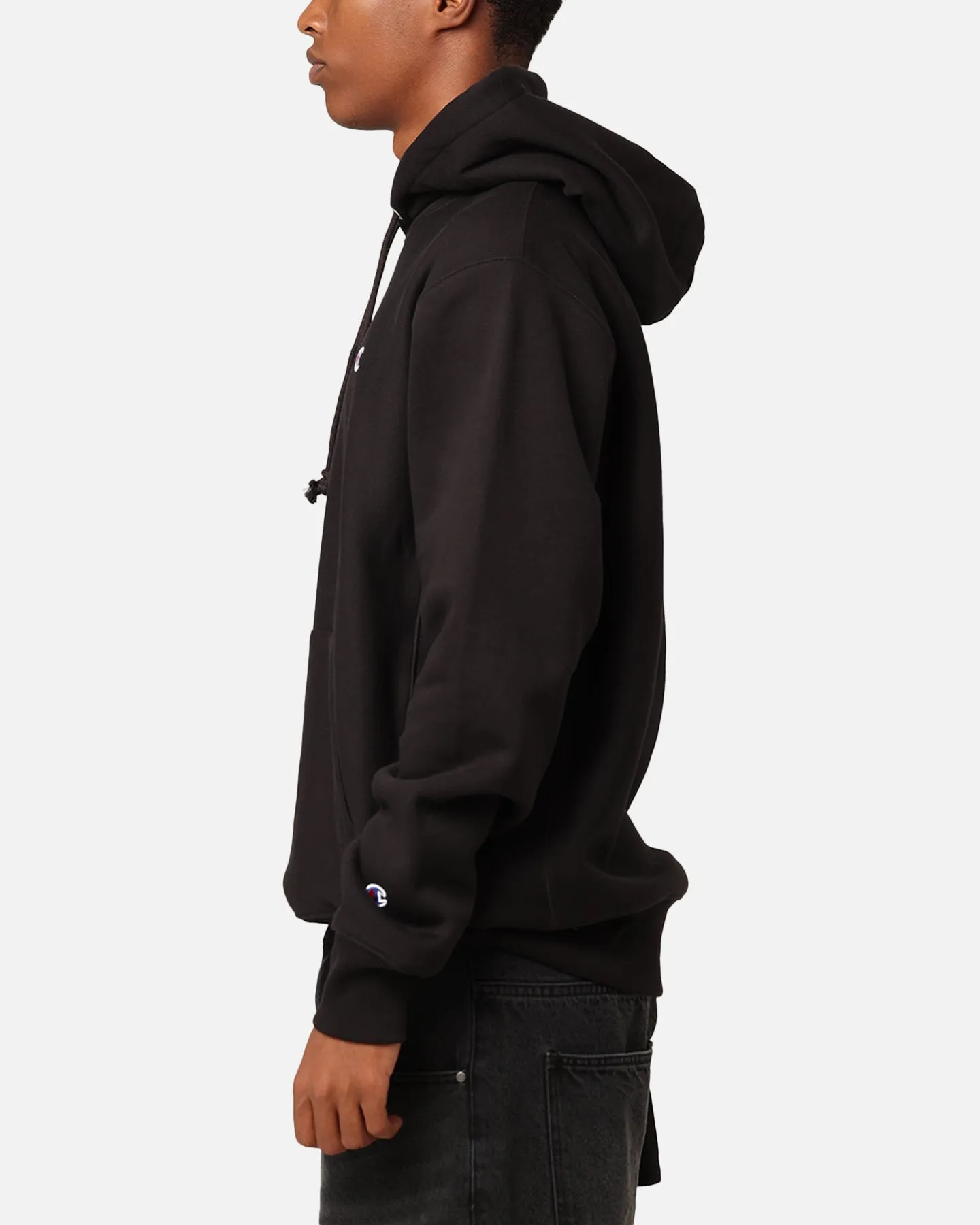 Champion Reverse Weave Small C Hoodie Black Formal Casual Long Sleeves