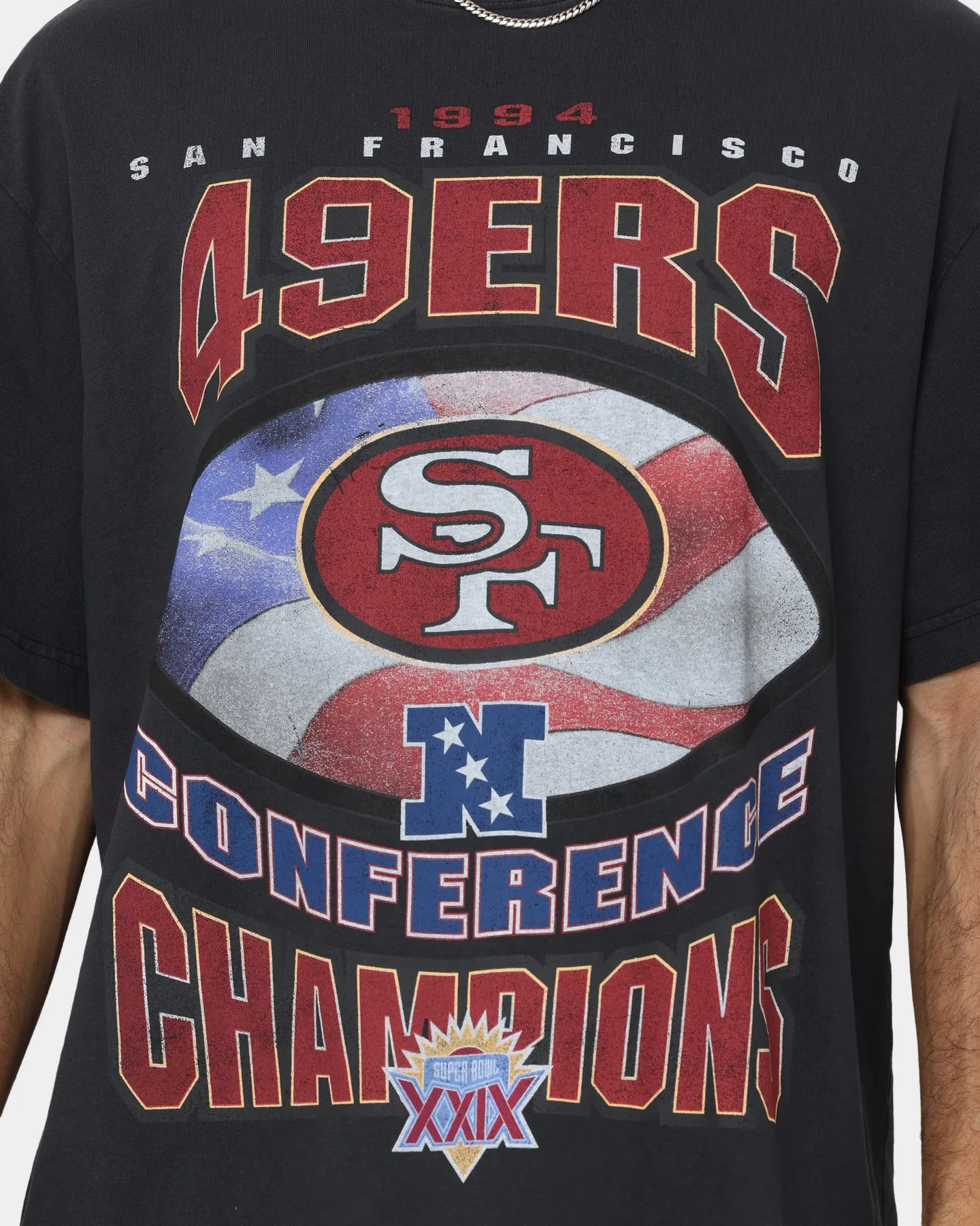 Light Design Mitchell & Ness San Francisco 49ers Superbowl Champ T-Shirt Faded Black