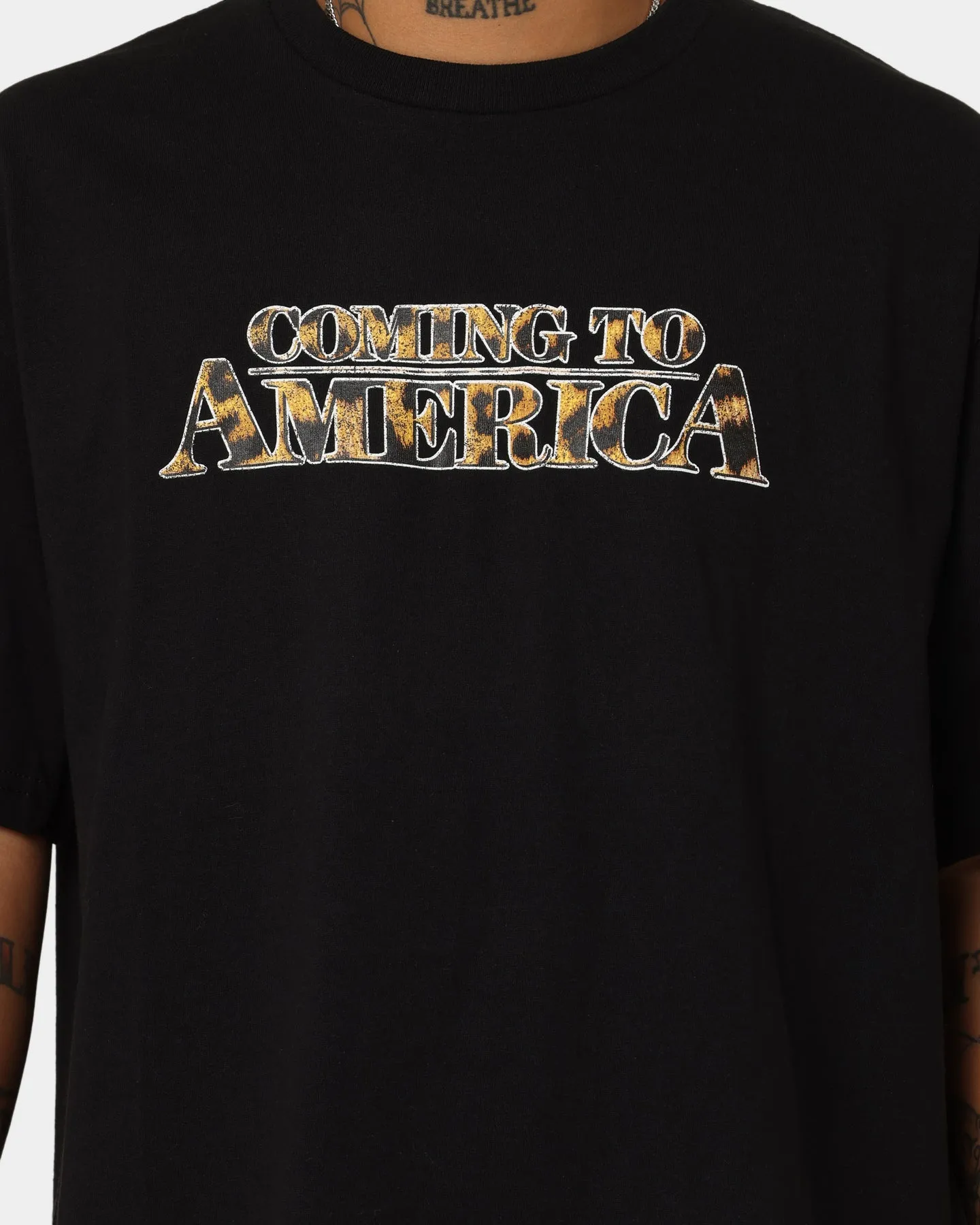 Wrinkle Resistant Soft Feel American Thrift X Coming To America Coming To America T-Shirt Black