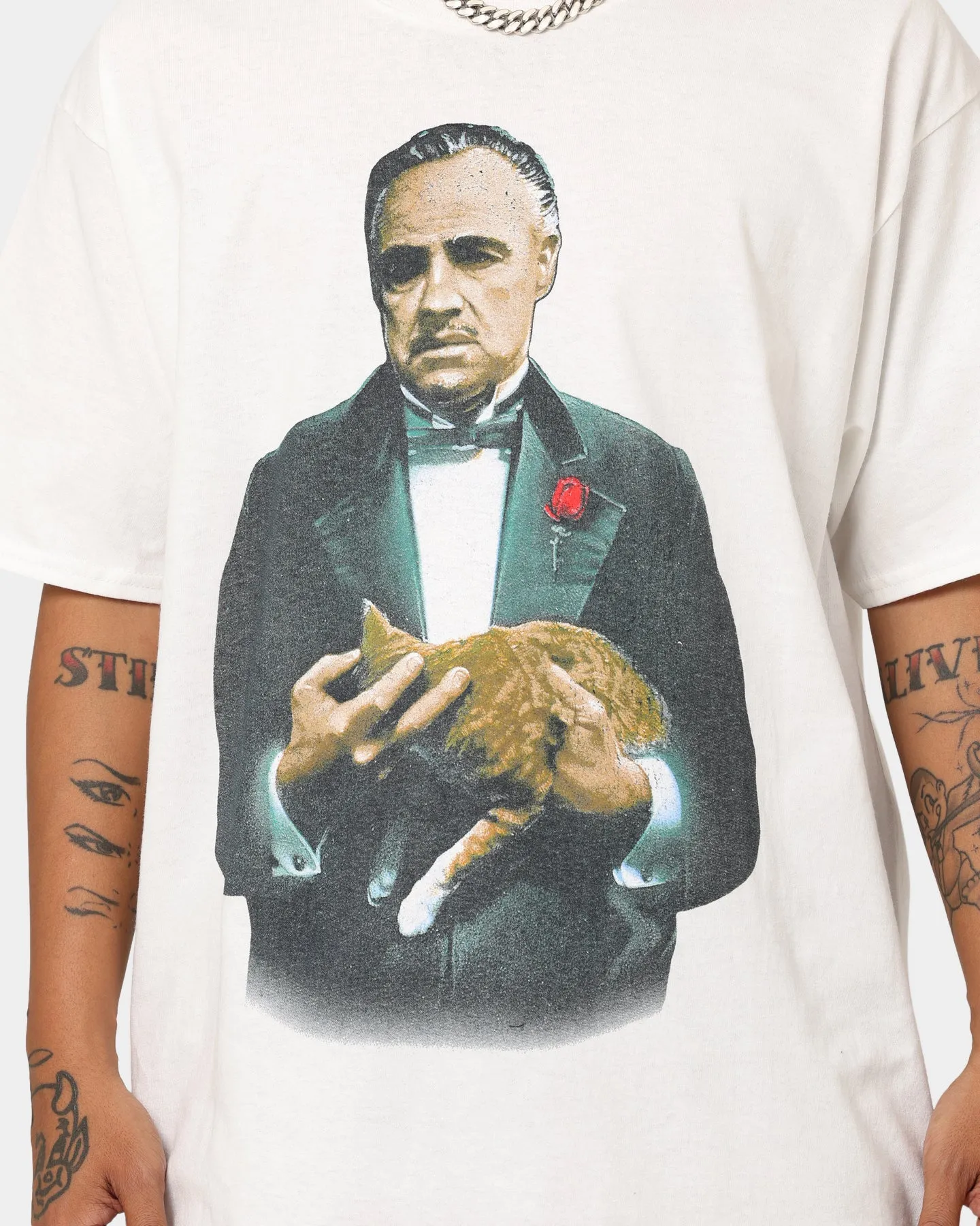 Eco Certified Textile American Thrift X The Godfather The Godfather Cat T-Shirt White