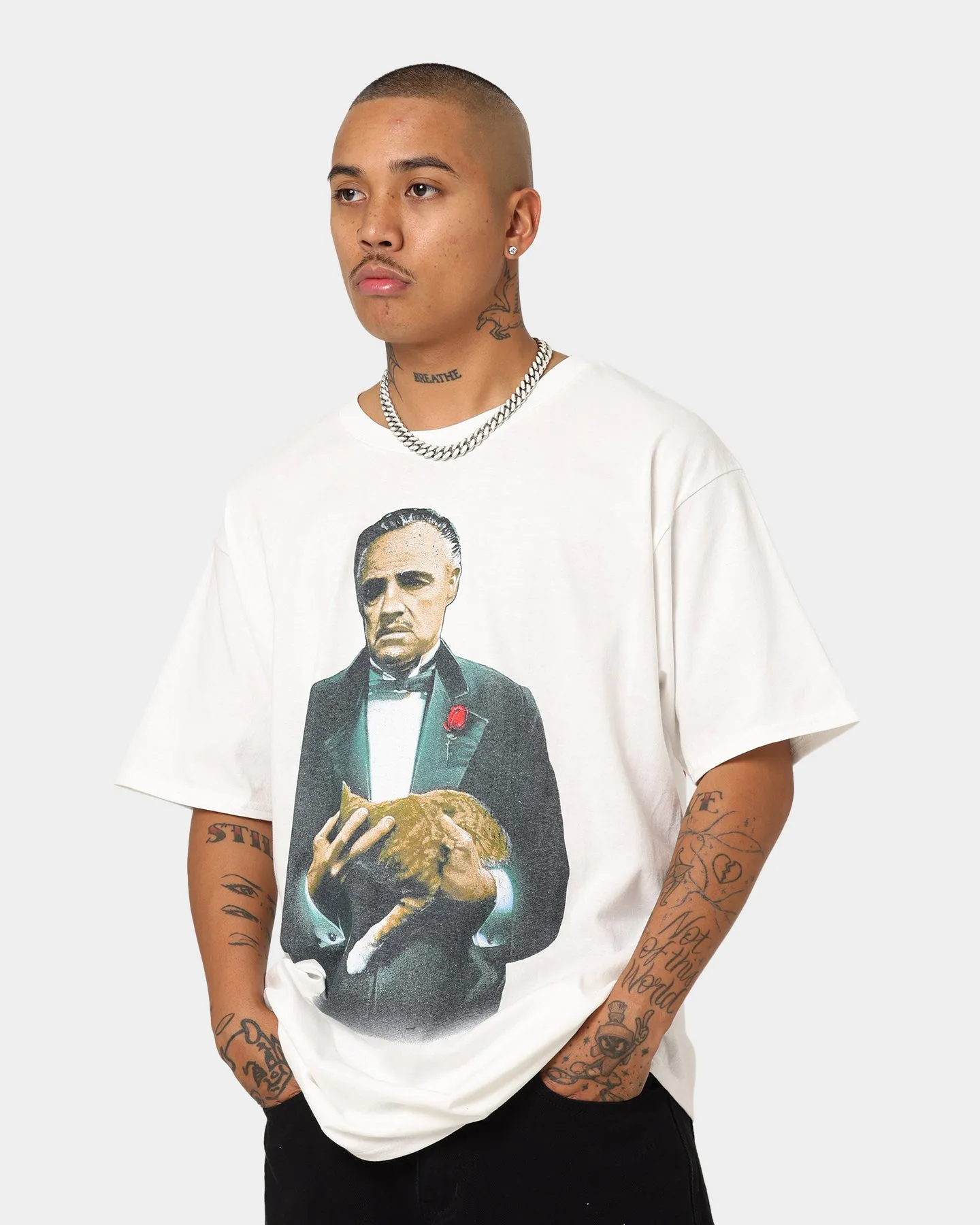 Perfect Comfort Wear Chic Fashion American Thrift X The Godfather The Godfather Cat T-Shirt White