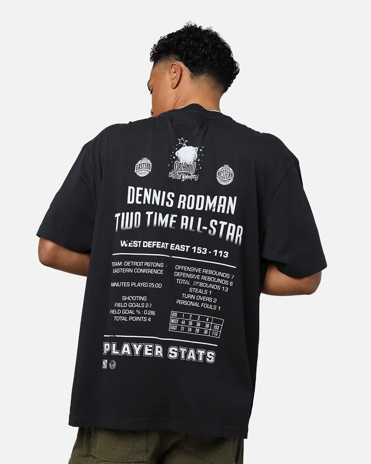 Mitchell & Ness Dennis Rodman All-Star Game 1992 Player T-Shirt Faded Black Garment Dyed Relaxed fit wear