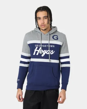 Distressed finish Mitchell & Ness Georgetown Hoyas Head Coach Hoodie Navy