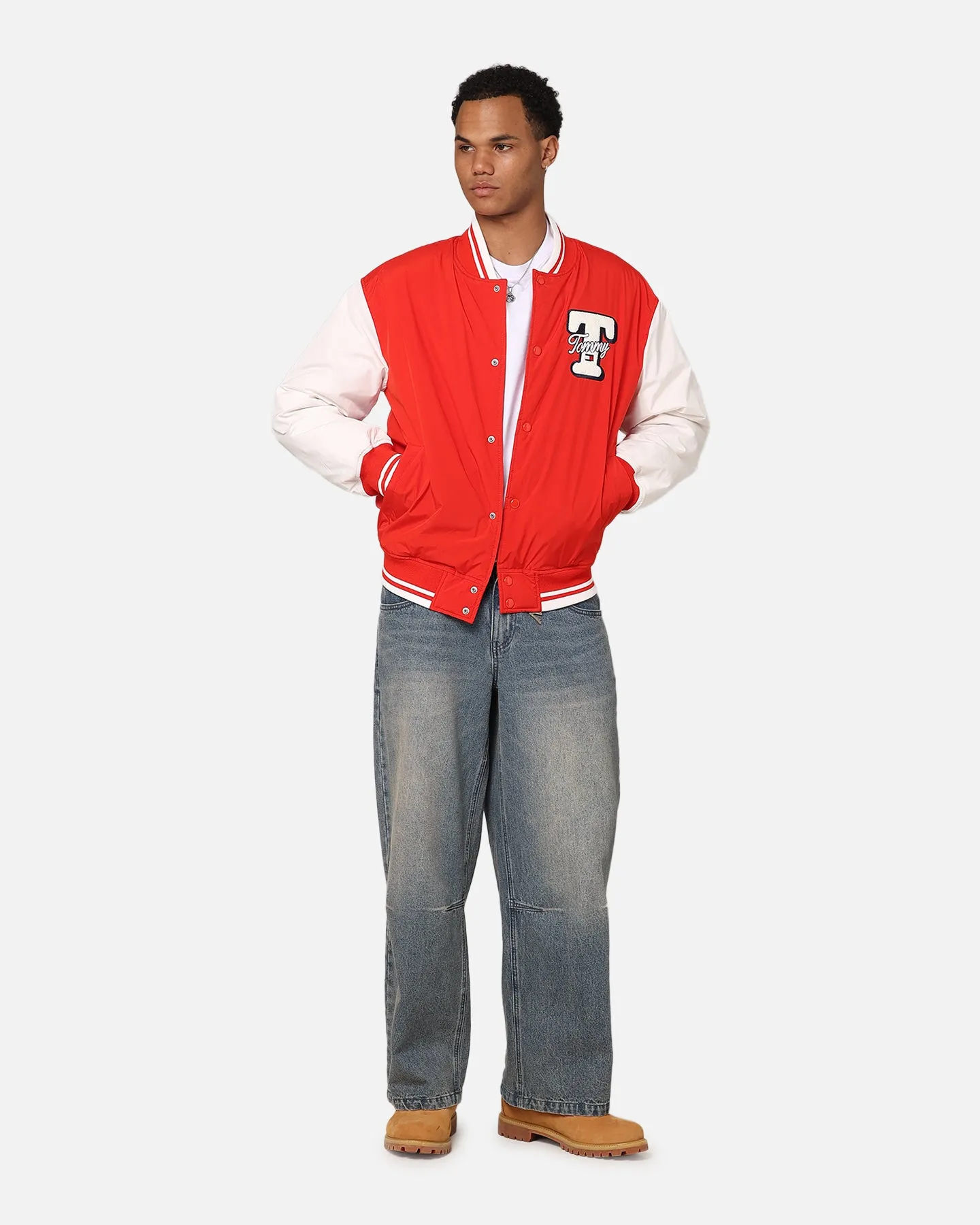 Reservation Easy Movement Tommy Jeans TJM Colourblock Varsity Jacket Deep Crimson