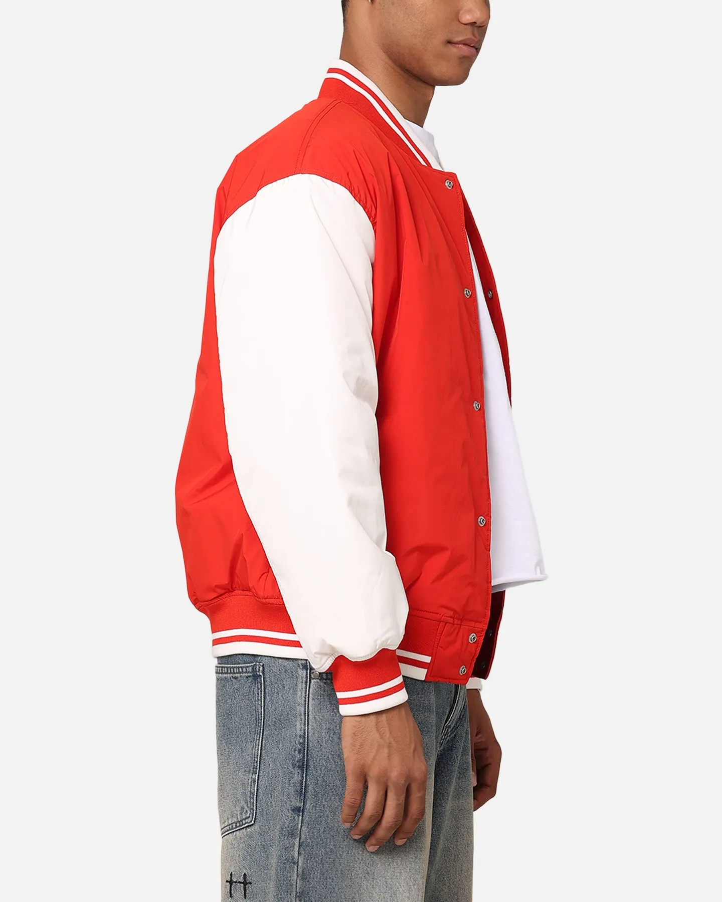 Tommy Jeans TJM Colourblock Varsity Jacket Deep Crimson Weekend Escape Refresh