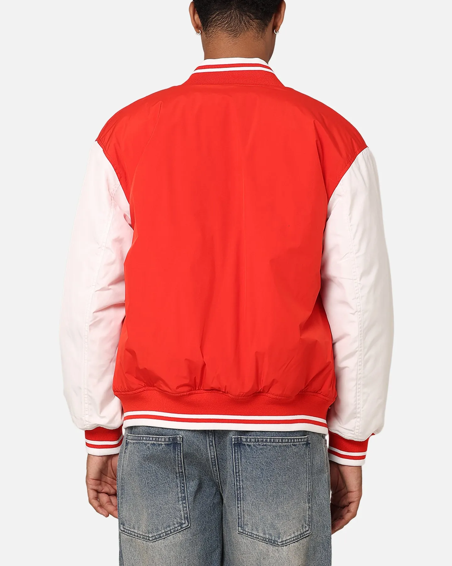 Tommy Jeans TJM Colourblock Varsity Jacket Deep Crimson Tailored Silhouette