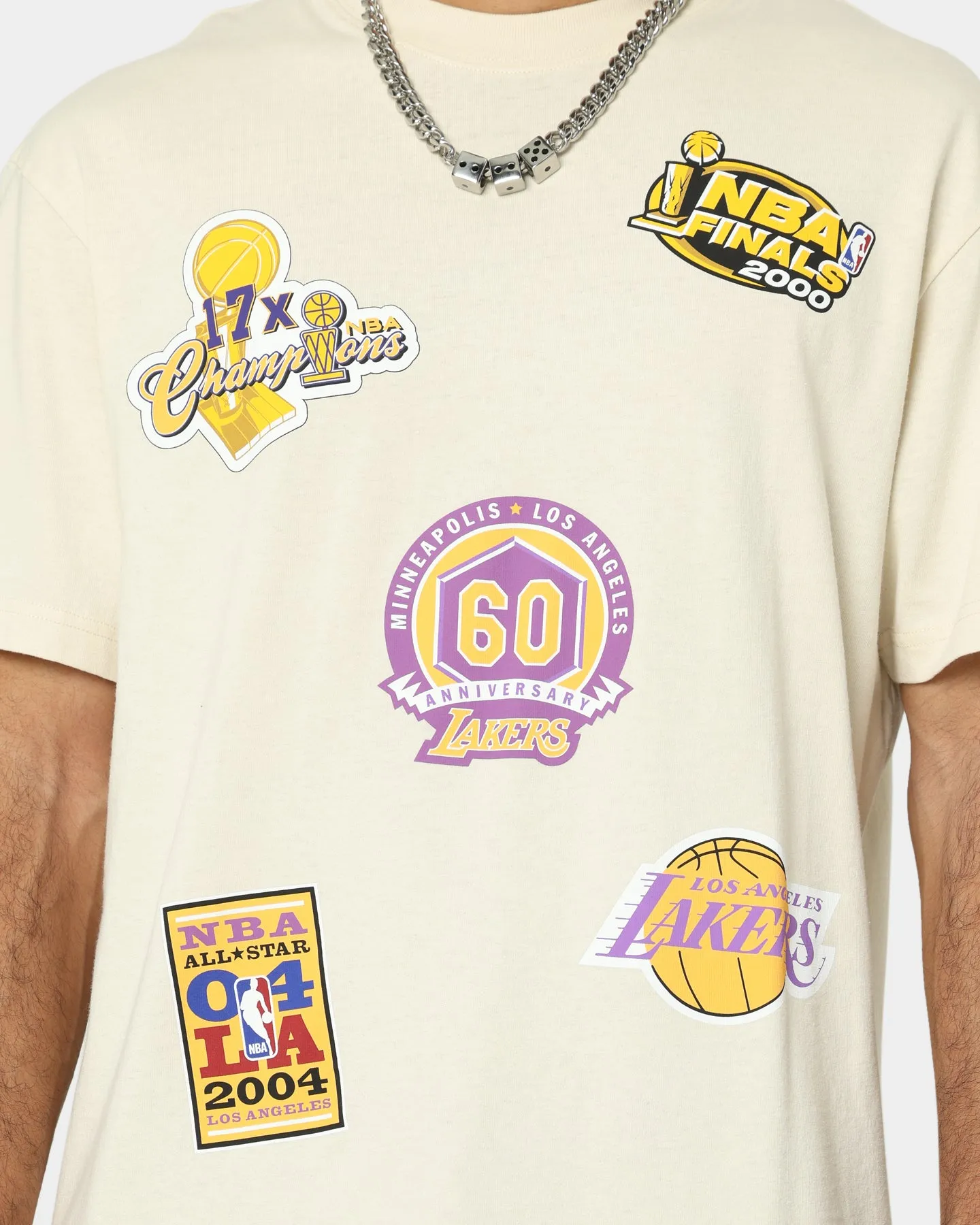 Mitchell & Ness Los Angeles Lakers Flight T-Shirt Faded Khaki Casual Wearable Durable Style