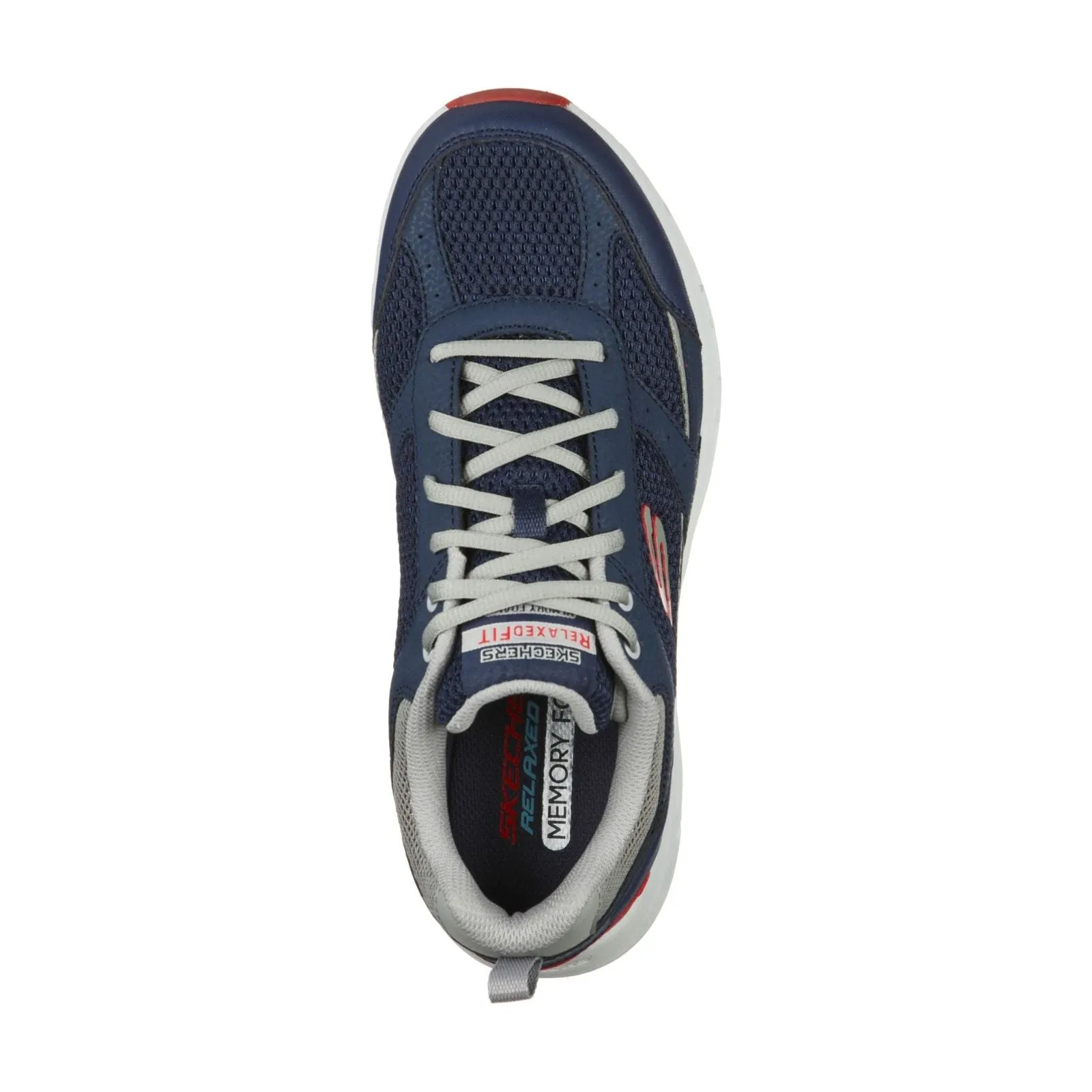 Calm Tone Ergonomic Footbed Shape Skechers Mens Oak Canyon Verketta Trainers Navy/Grey
