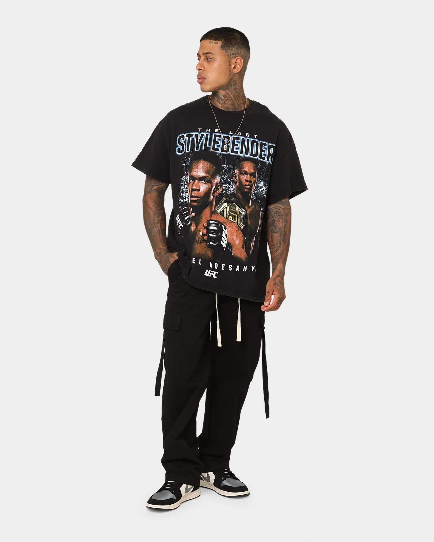 Comfy Layer Comfortable Fit Wear UFC By Goat Crew Israel Adesanya Stylebender Vintage T-Shirt Black Wash