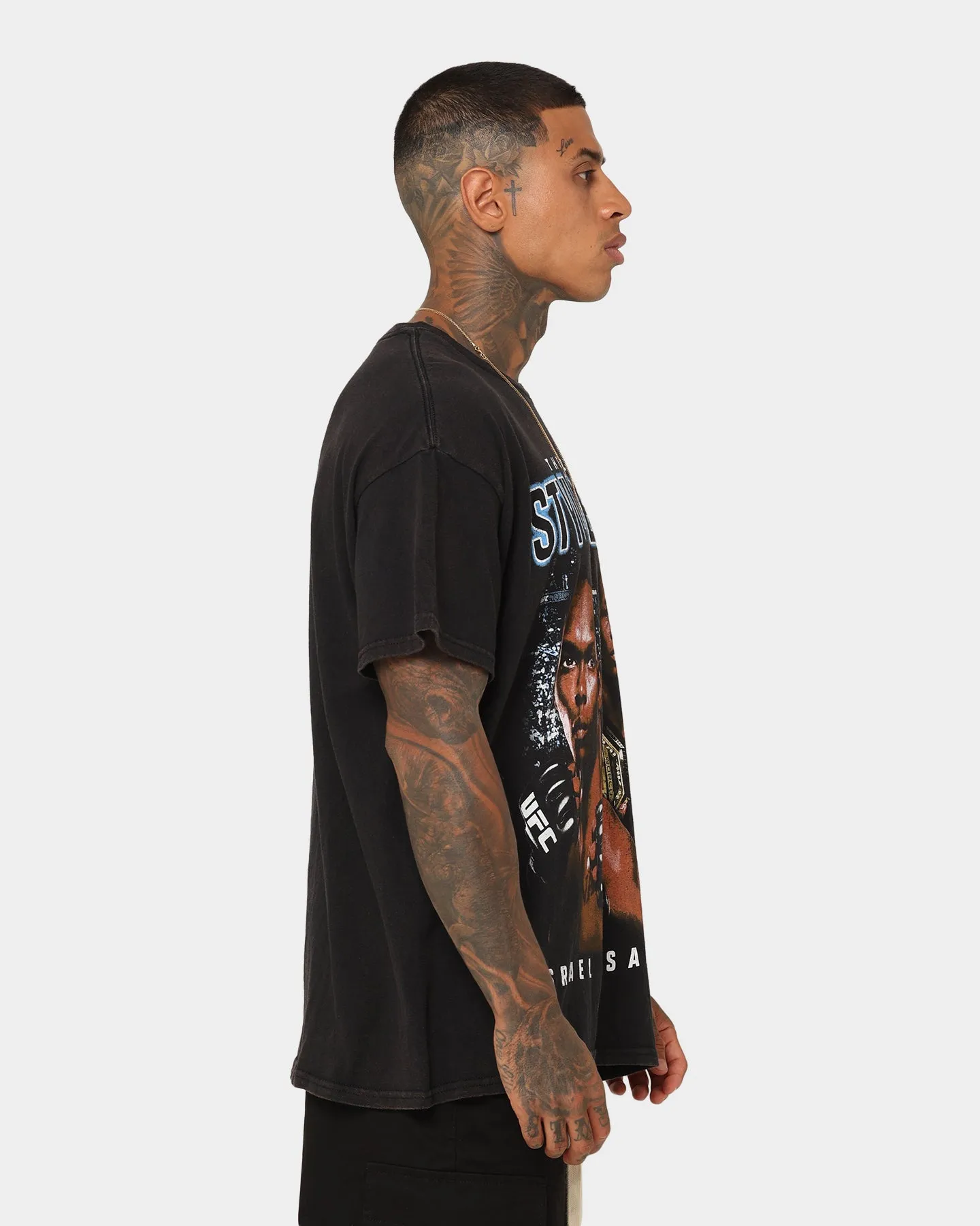 UFC By Goat Crew Israel Adesanya Stylebender Vintage T-Shirt Black Wash Thermal Regulation Layer Unisex versatility