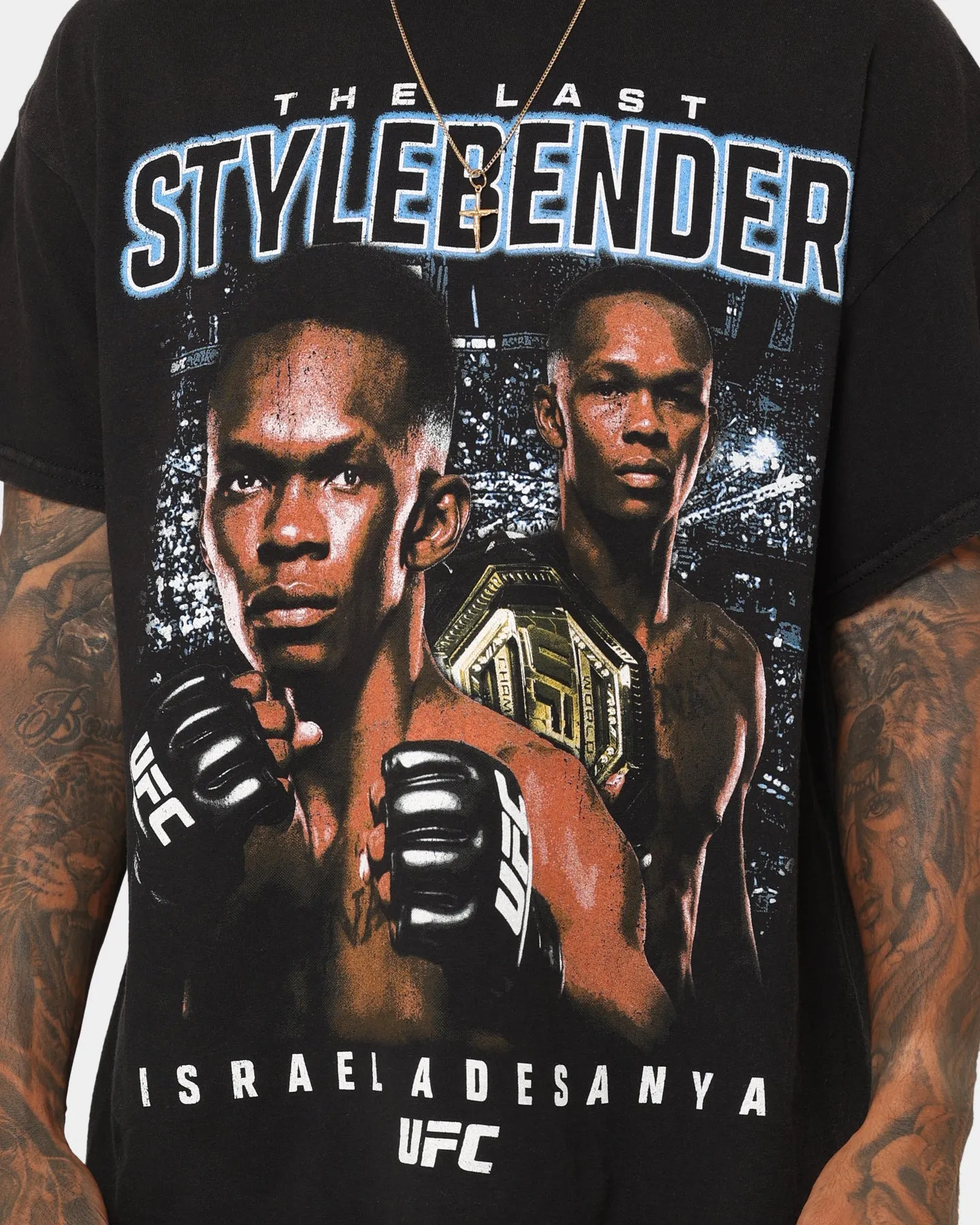 UFC By Goat Crew Israel Adesanya Stylebender Vintage T-Shirt Black Wash Cozy Wear