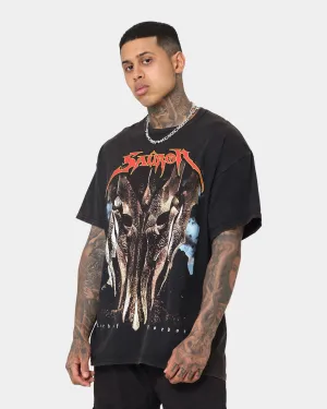 Soft Feel American Thrift X The Lord Of The Rings Sauron Vintage T-Shirt Black Wash