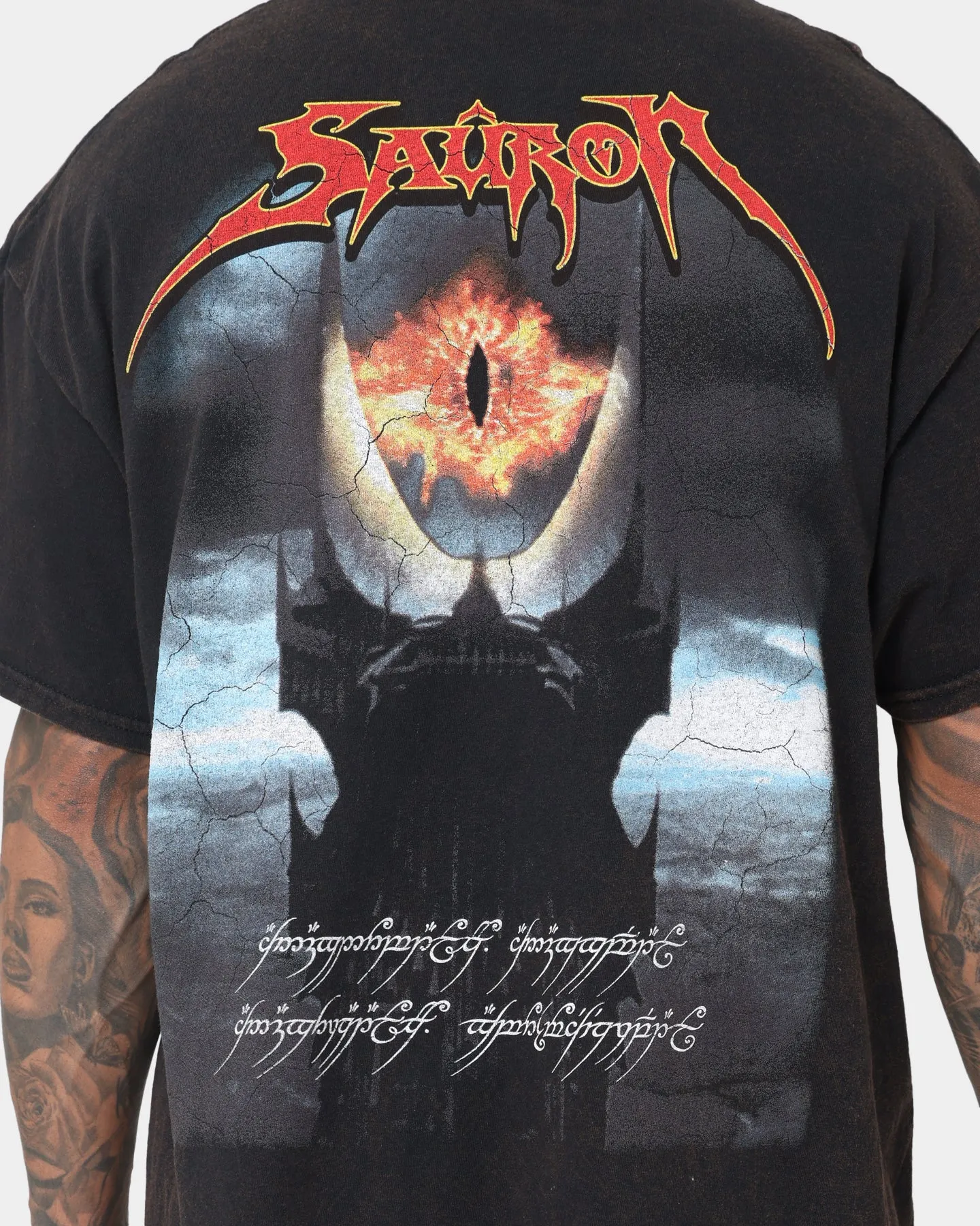 Outdoor Adventure Anti Bacterial Treatment American Thrift X The Lord Of The Rings Sauron Vintage T-Shirt Black Wash