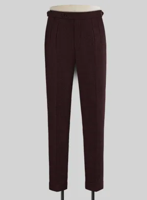 Casual Style Luxury Wearable Light Weight Melange Wine Highland Tweed Trousers