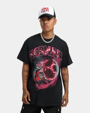 Light and Comfortable Rodman Brand Planet Dunk Vintage T-Shirt Black Wash