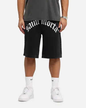Saint Morta Amplus Gothic Denim Jort Shorts Black Shadow Stylish Layers Sweat Wicking Lining