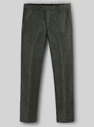 Elegant Wear Formal Style Dark Olive Flecks Donegal Tweed Pants