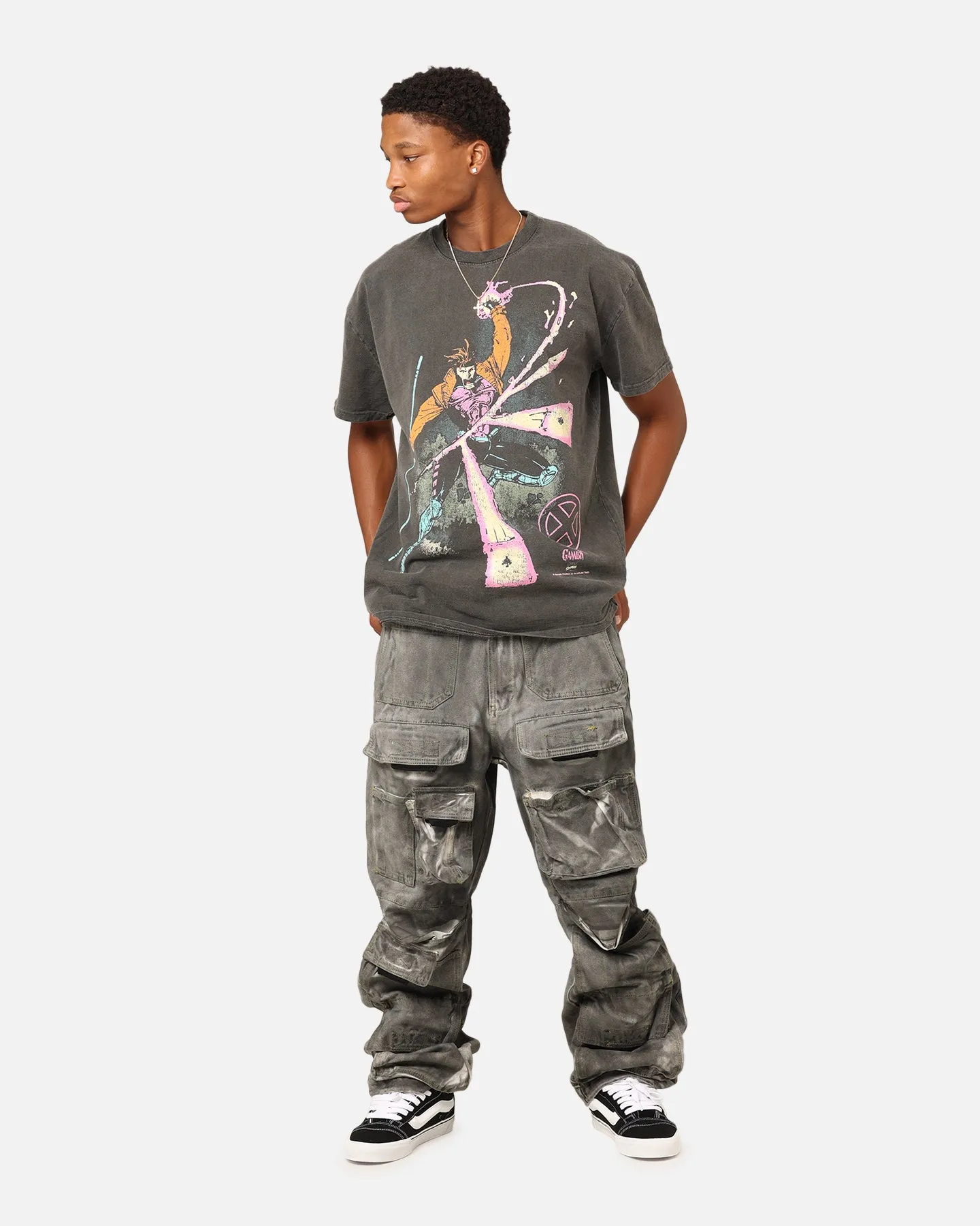 Marvel X-Men Gambit Heavyweight T-Shirt Black Wash Easy-to-Match